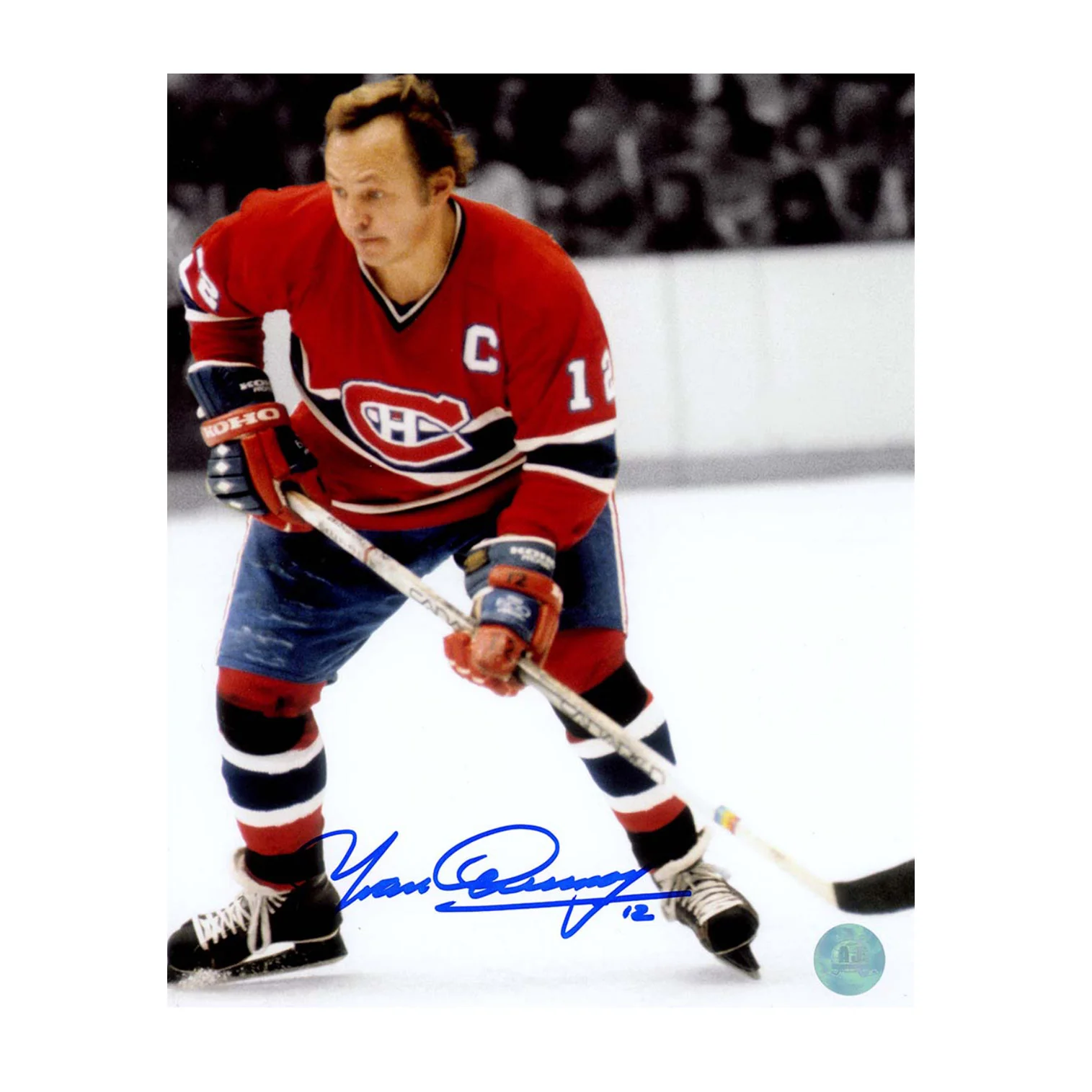 Yvan Cournoyer Signed Montreal Canadiens Color Isolation 8x10 Photo