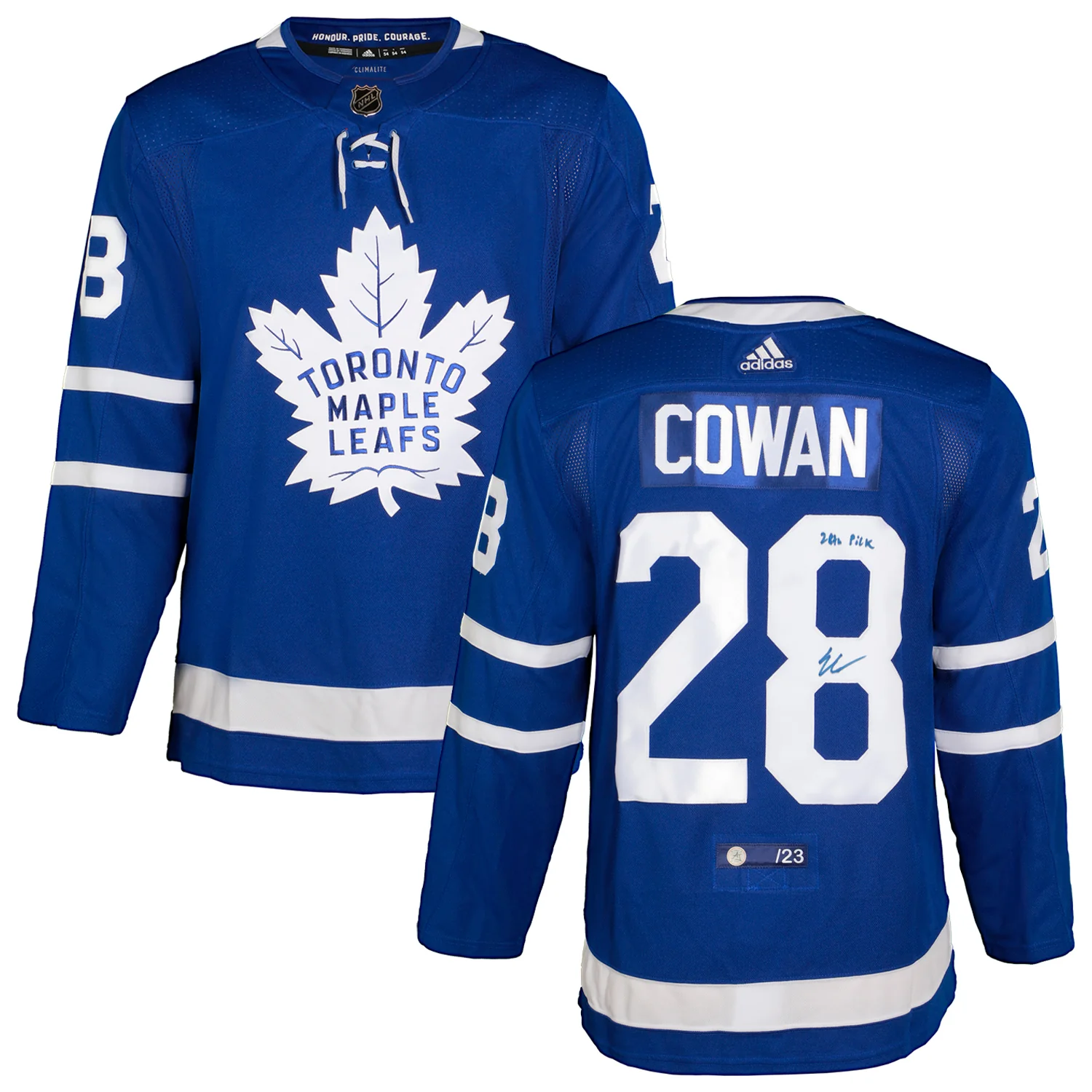 Easton Cowan Signed Toronto Maple Leafs Draft Day adidas Jersey with Note #/23 - Image 3