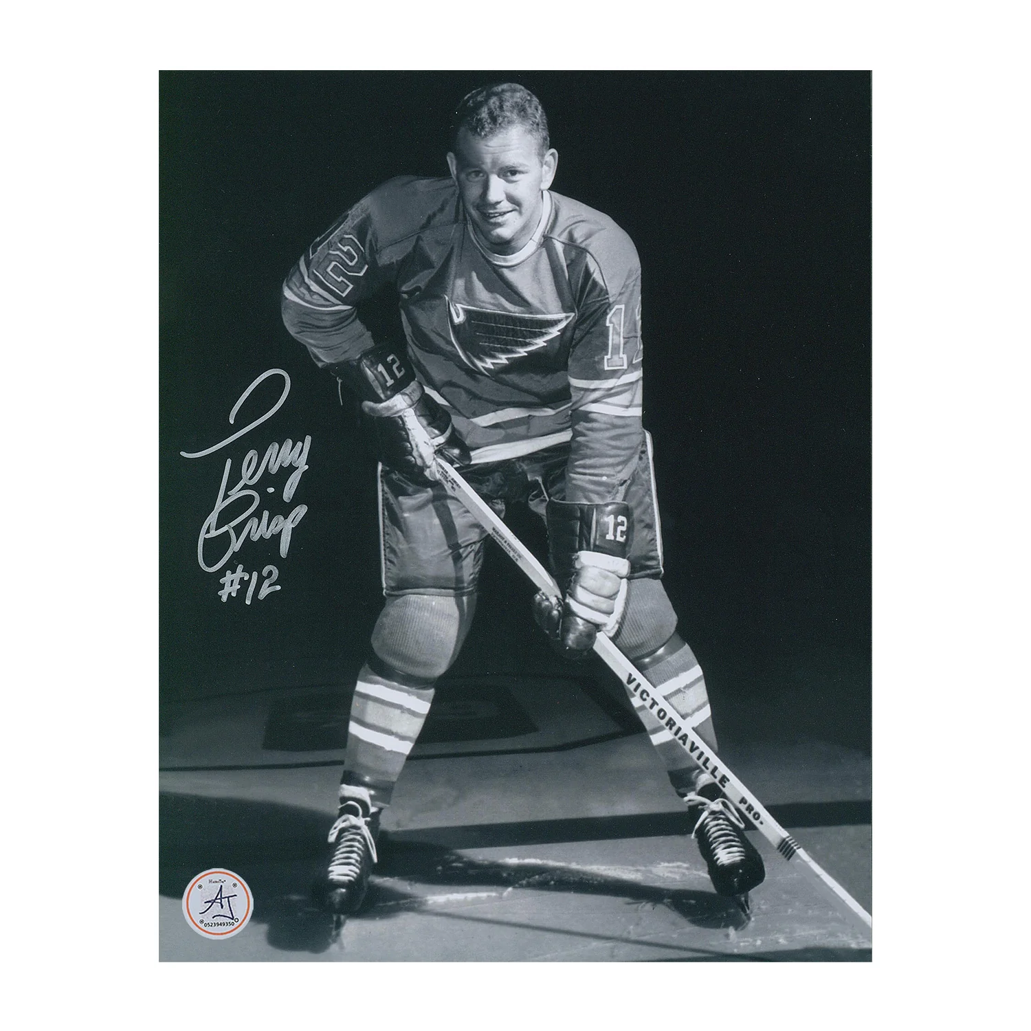 Terry Crisp Autographed St Louis Blues Black and White 8x10 Photo