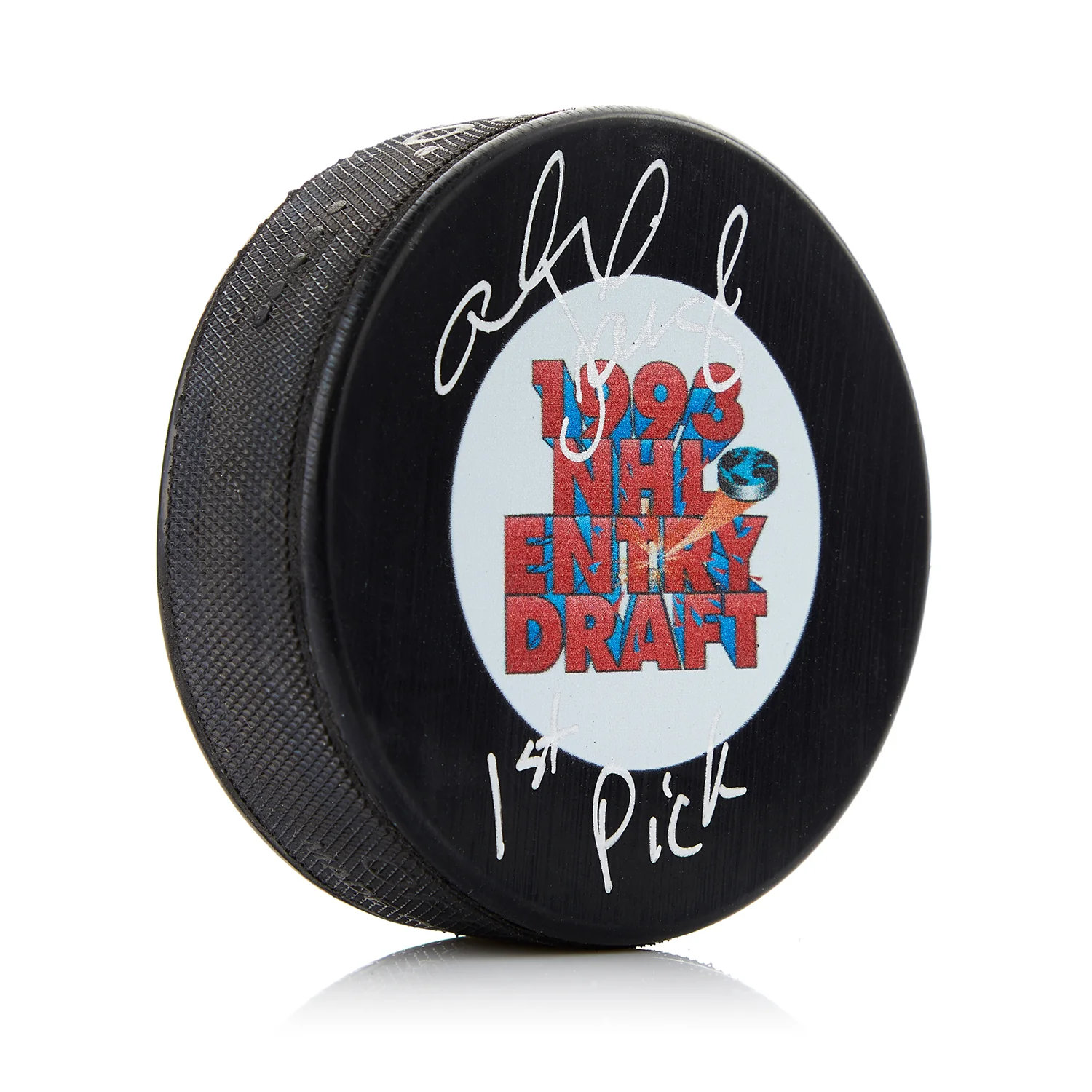 Alexandre Daigle Signed 1993 NHL Entry Draft Puck with 1st Pick Note