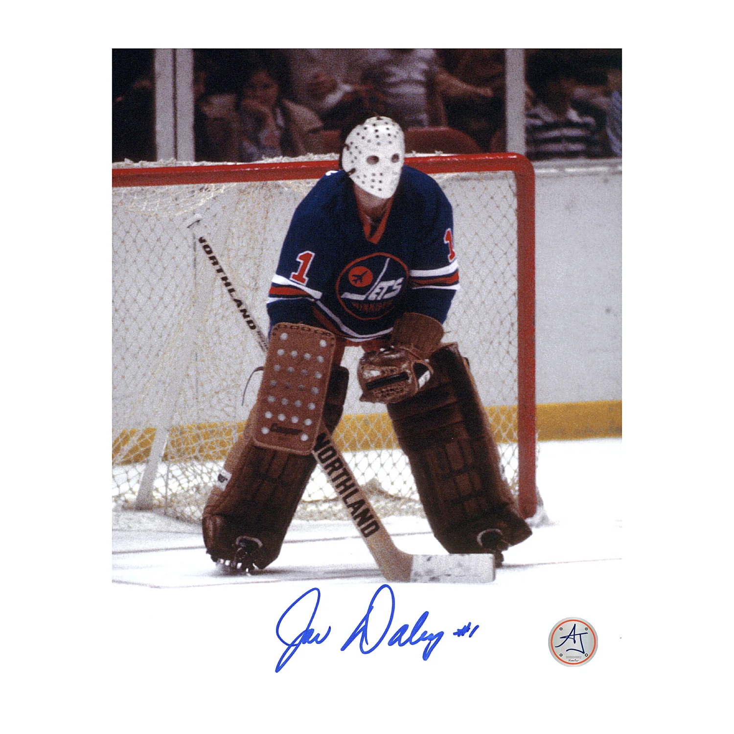 Joe Daley Winnipeg Jets Autographed Classic WHA Goalie 8x10 Photo
