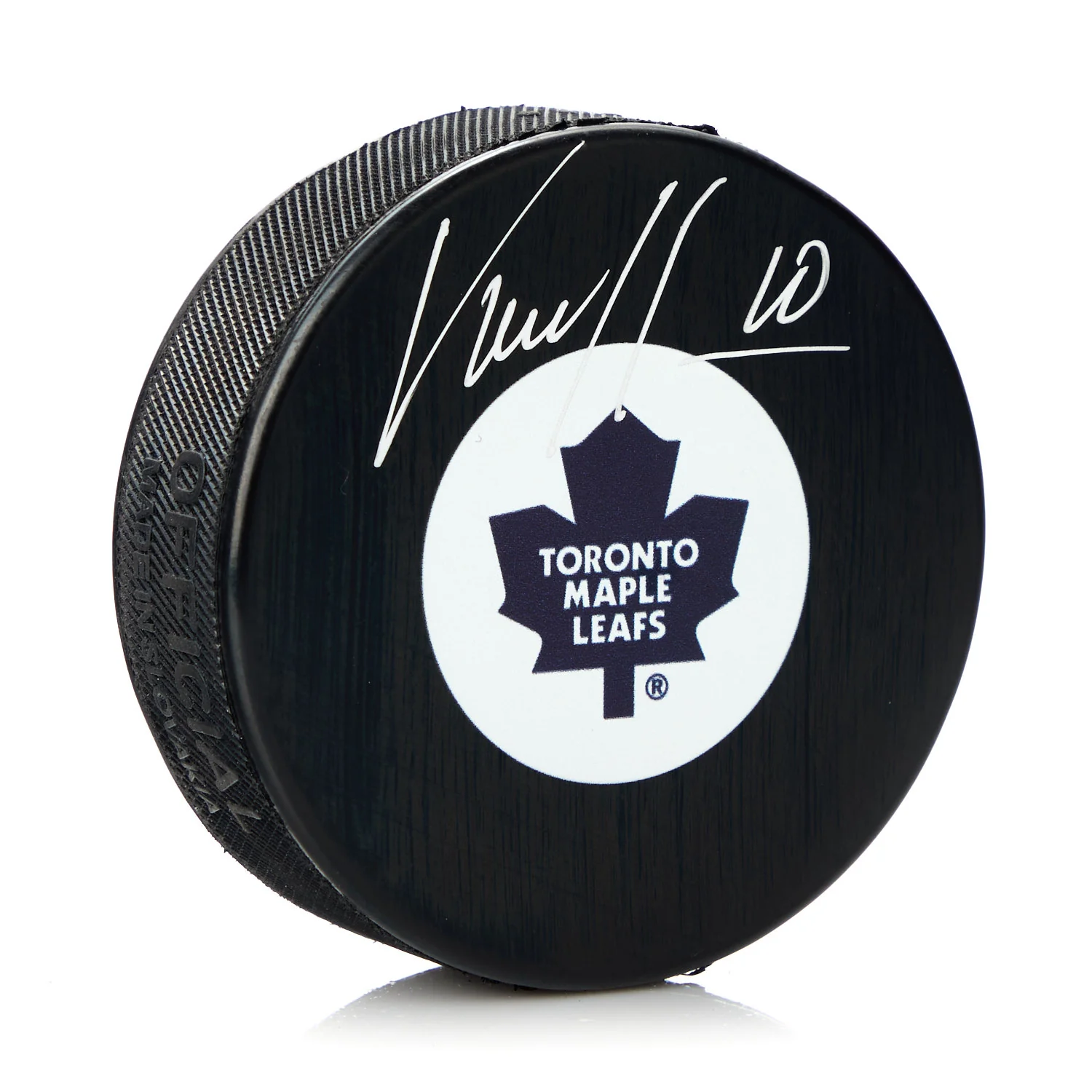 Vincent Damphousse Autographed Toronto Maple Leafs Retro Logo Puck