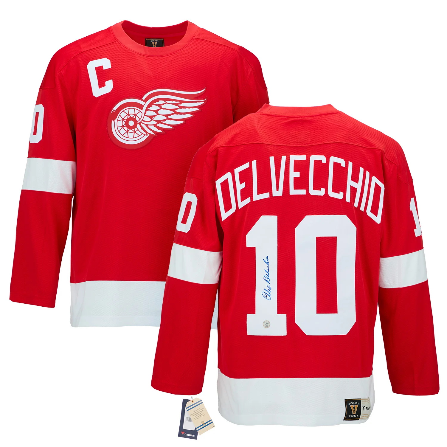 Alex Delvecchio Signed Detroit Red Wings Throwback Breakaway Jersey - Image 3