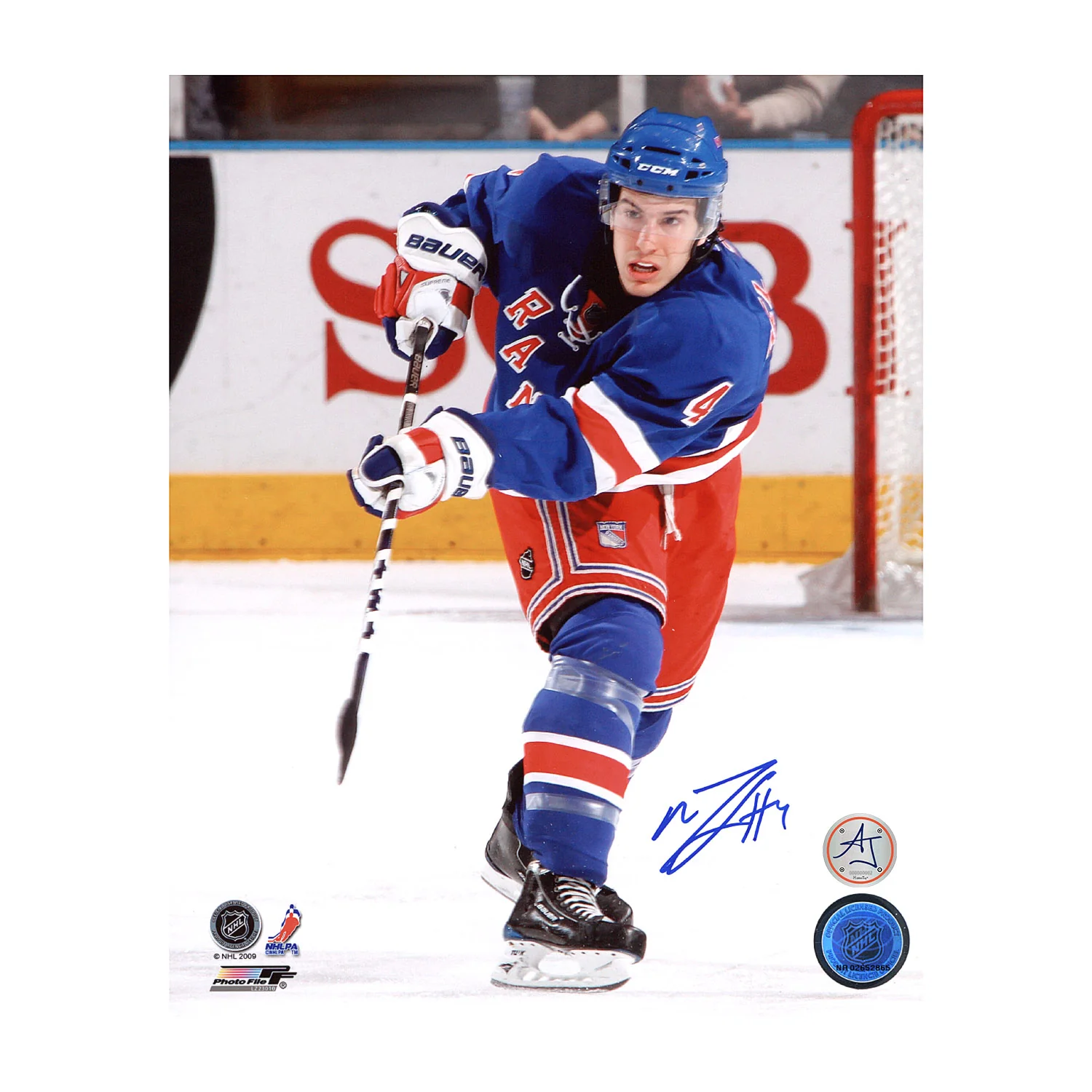 Michael Del Zotto Autographed New York Rangers Shooting 8x10 Photo