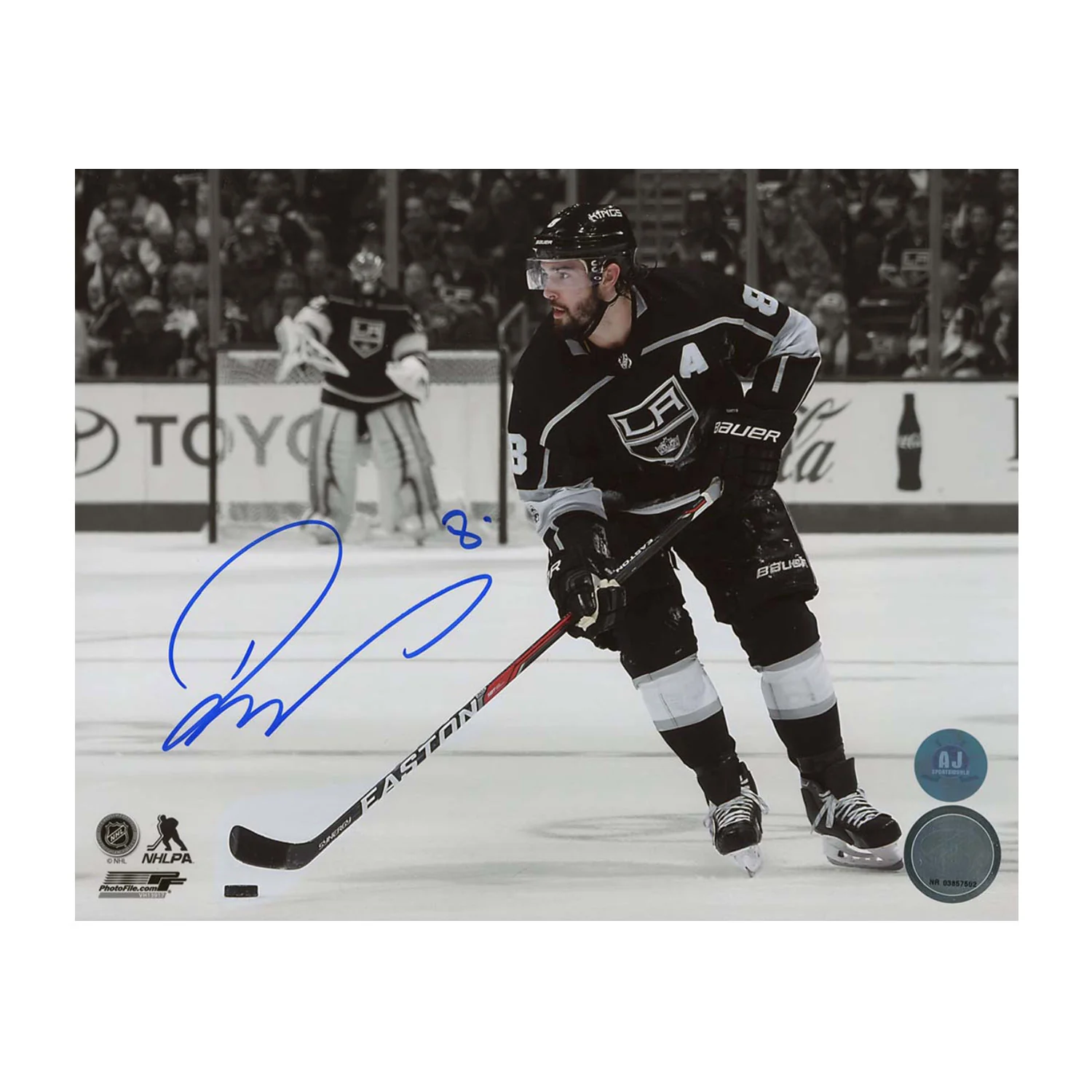 Drew Doughty Autographed Los Angeles Kings Color Isolation 8x10 Photo