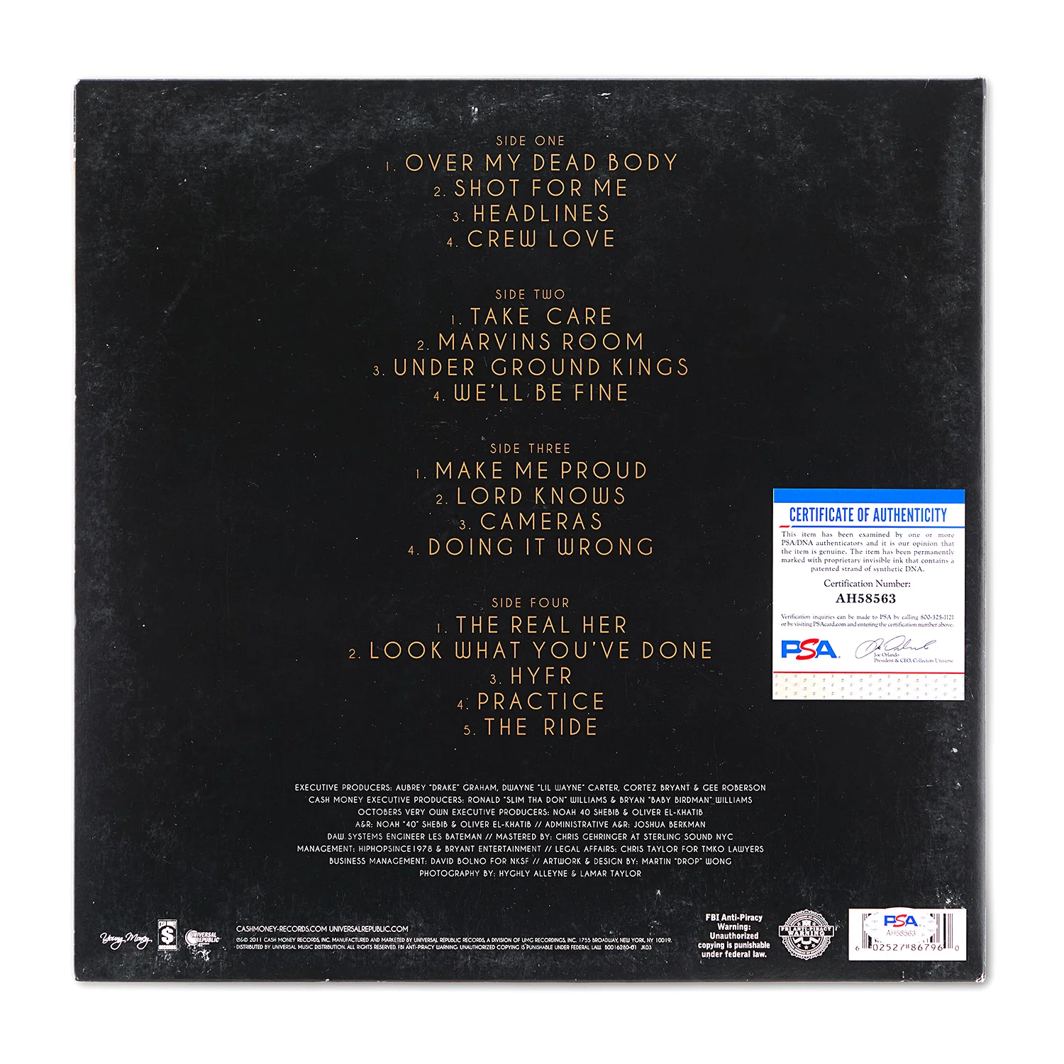 Drake Signed Take Care Record Album With PSA COA - Image 2