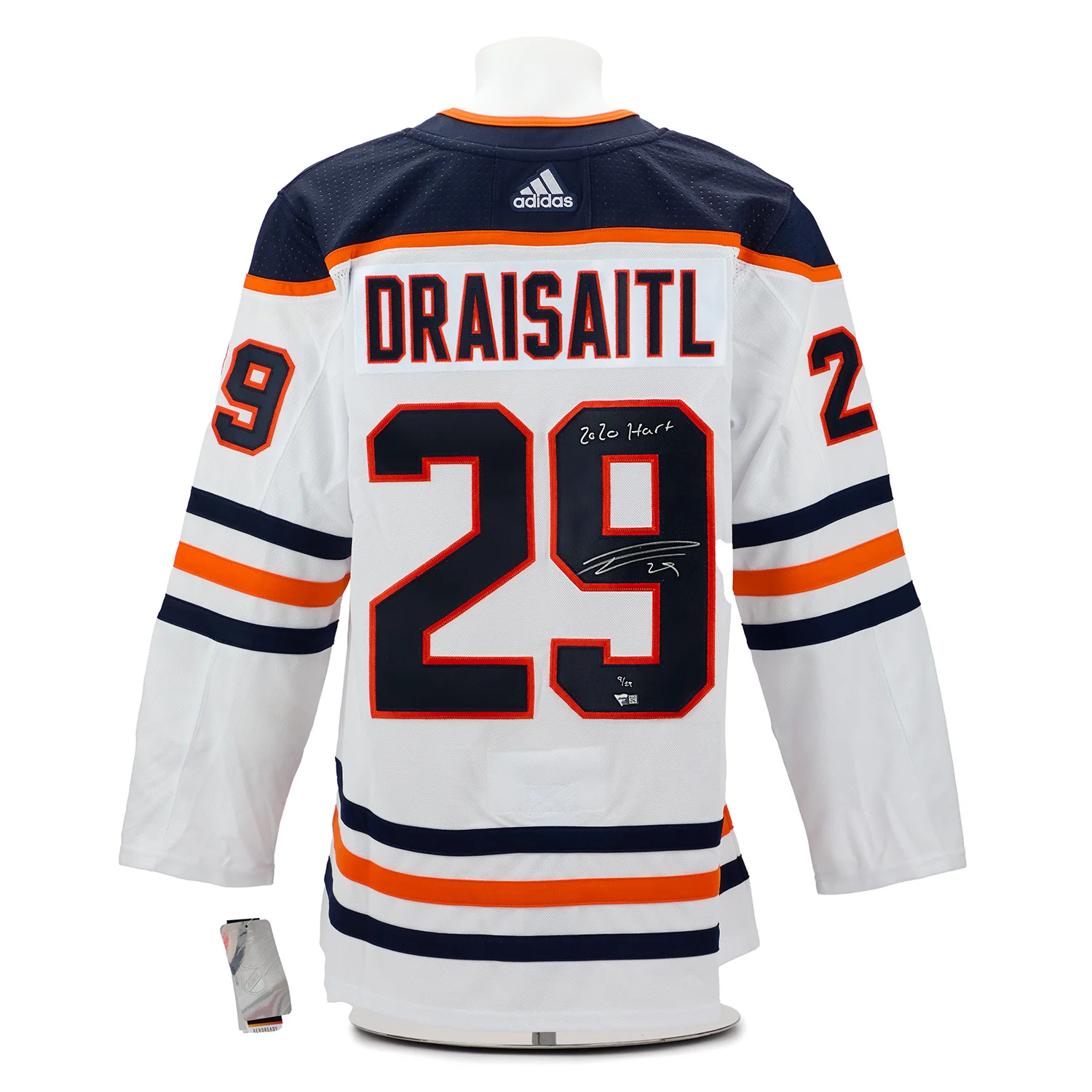 Leon Draisaitl Edmonton Oilers Signed 2020 Hart White adidas Jersey #9/29