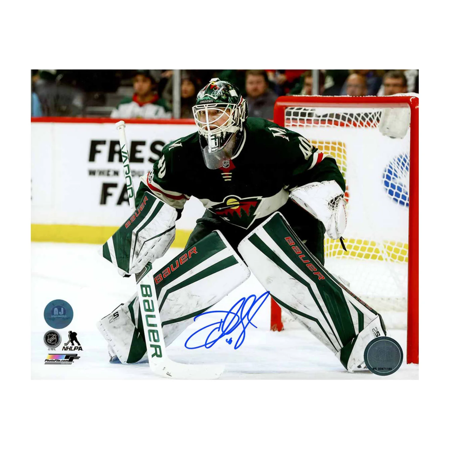 Devan Dubnyk Autographed Minnesota Wild Between The Pipes 8x10 Photo