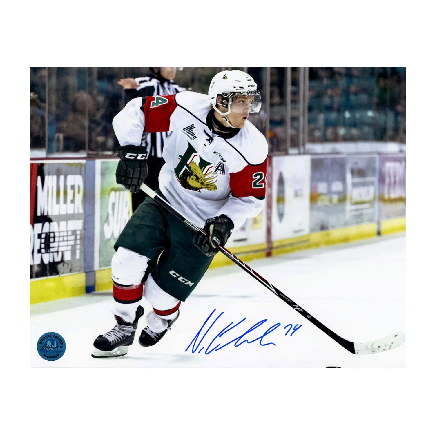 Nikolaj Ehlers Autographed Halifax Mooseheads CHL Hockey 8x10 Photo