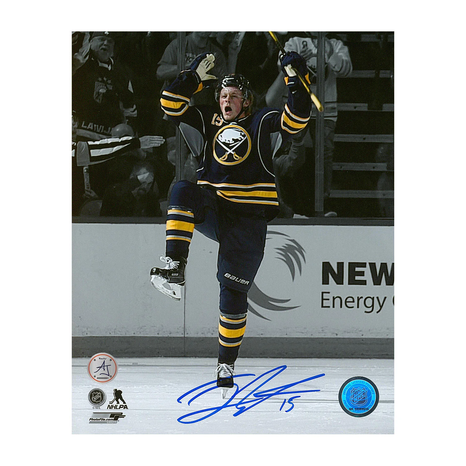 Jack Eichel Autographed Buffalo Sabres 1st Goal 8x10 Photo