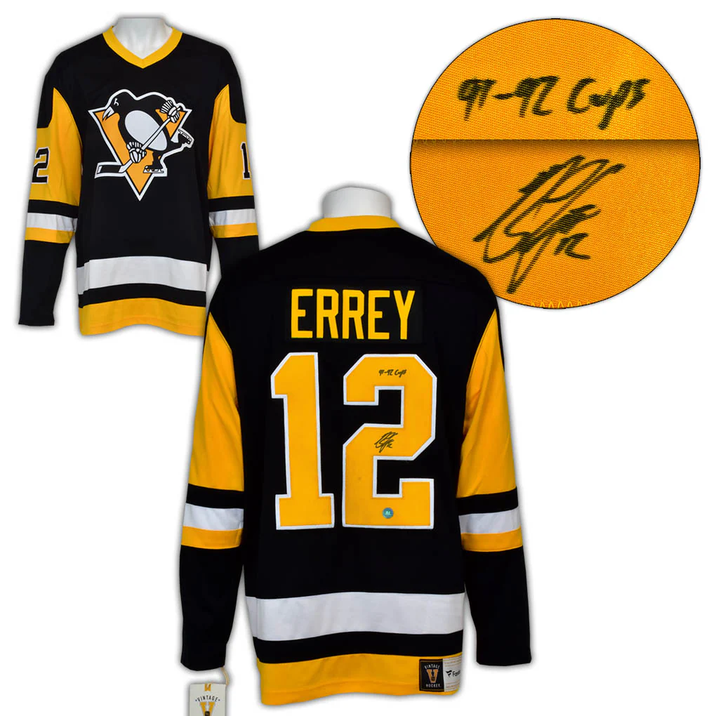 Bob Errey Signed Pittsburgh Penguins Fanatics Throwback Jersey