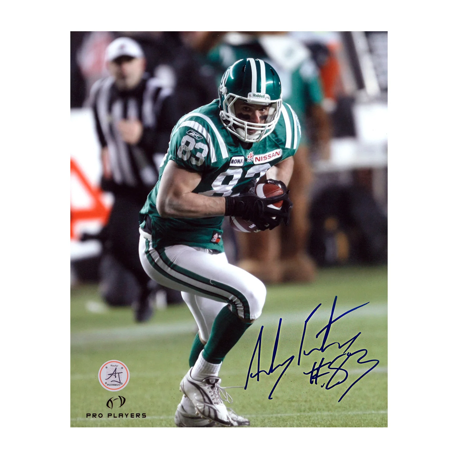 Andy Fantuz Autographed Saskatchewan Roughriders Football 8x10 Photo