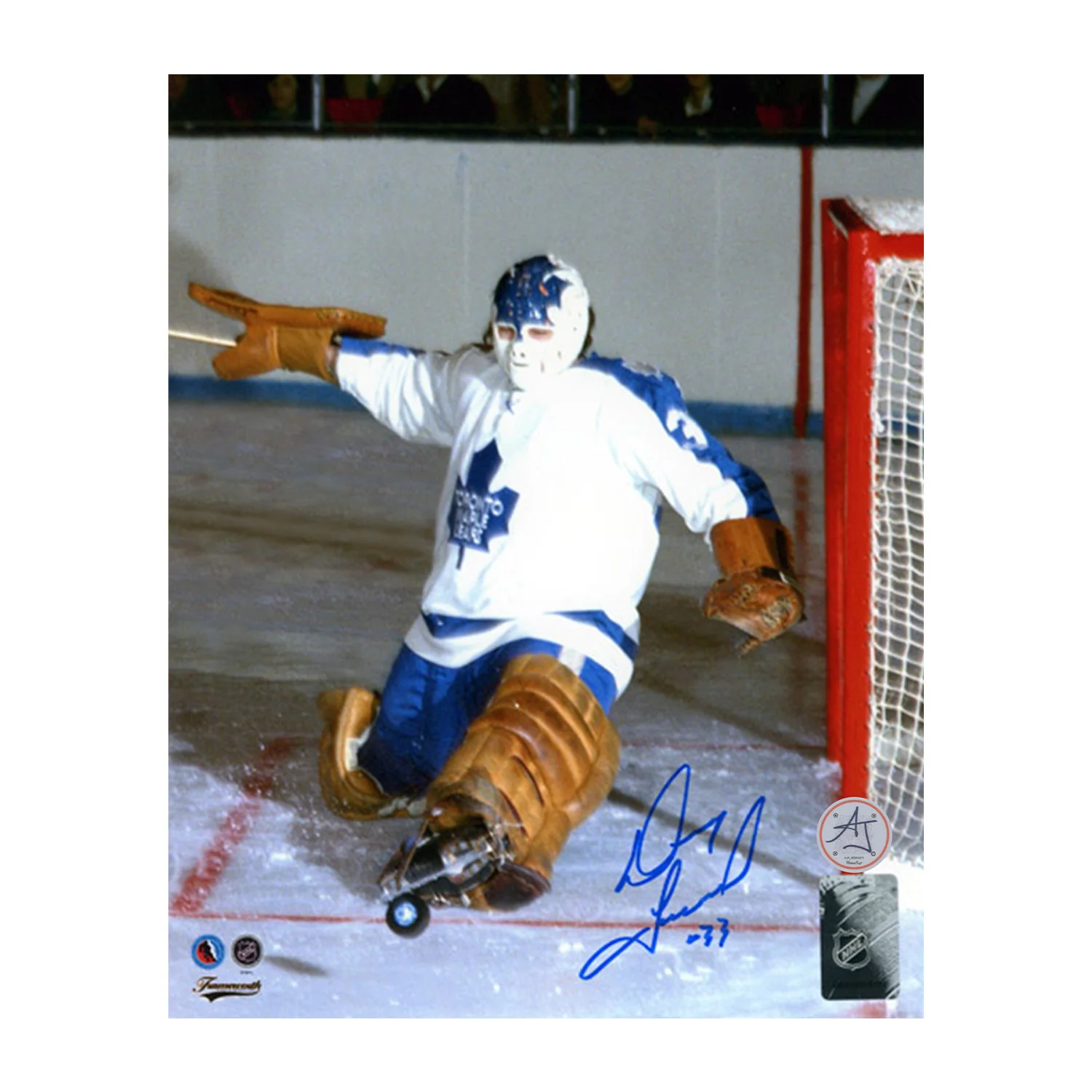 Doug Favell Autographed Toronto Maple Leafs Kick Save 8x10 Photo