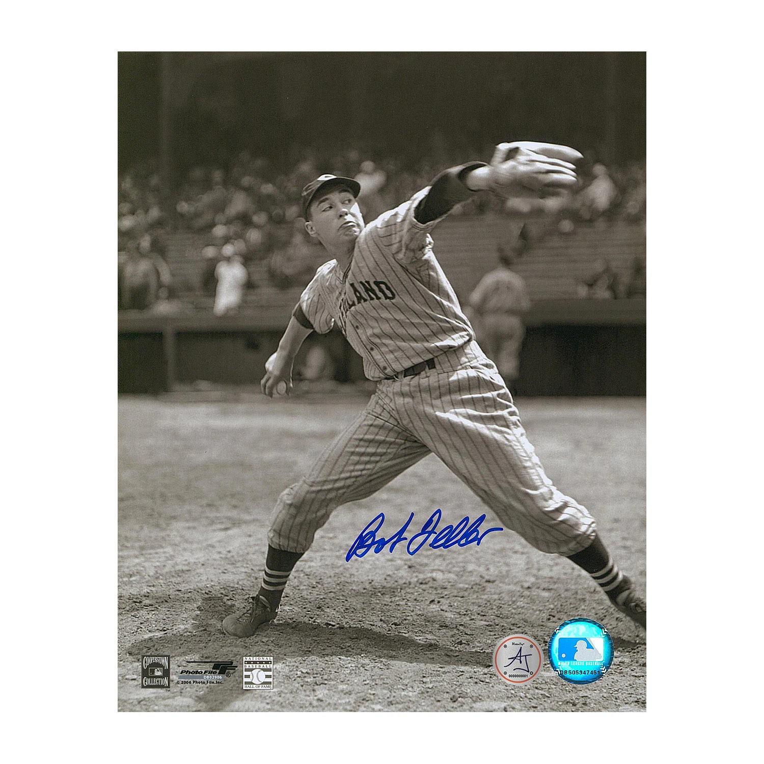 Bob Feller Autographed Cleveland Indians 8x10 Photo