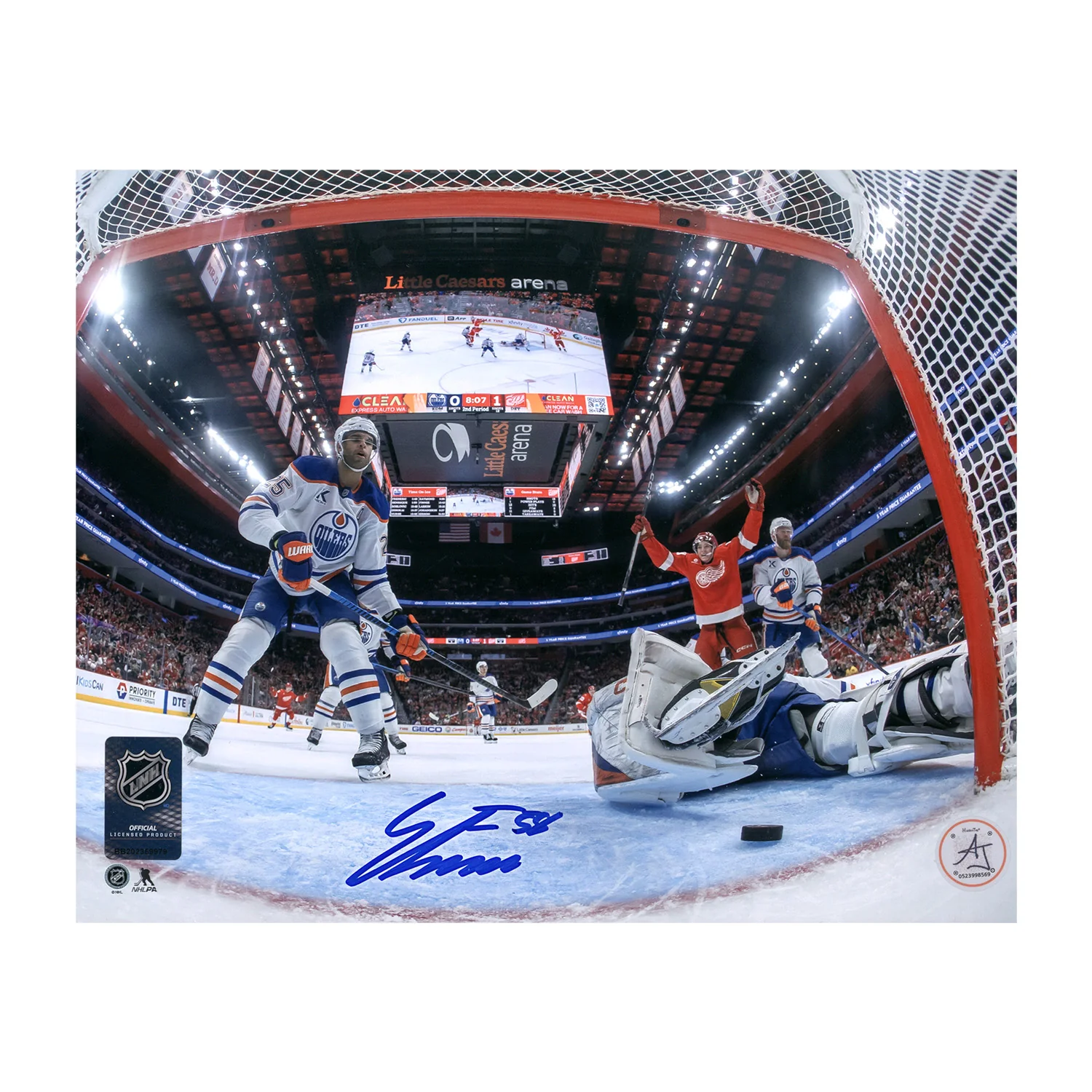 Emmitt Finnie Autographed Detroit Red Wings 1st NHL Goal 8x10 Photo