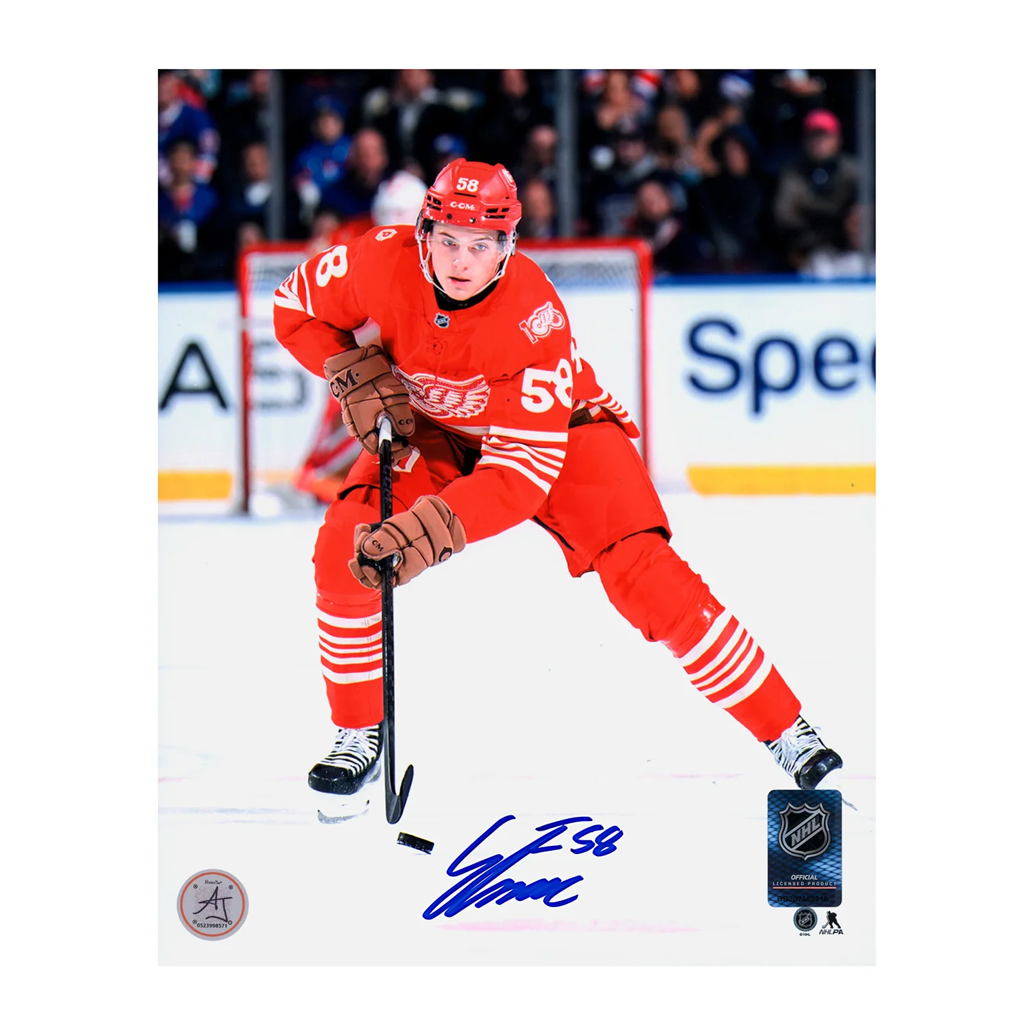 Emmitt Finnie Autographed Detroit Red Wings Game Action 8x10 Photo