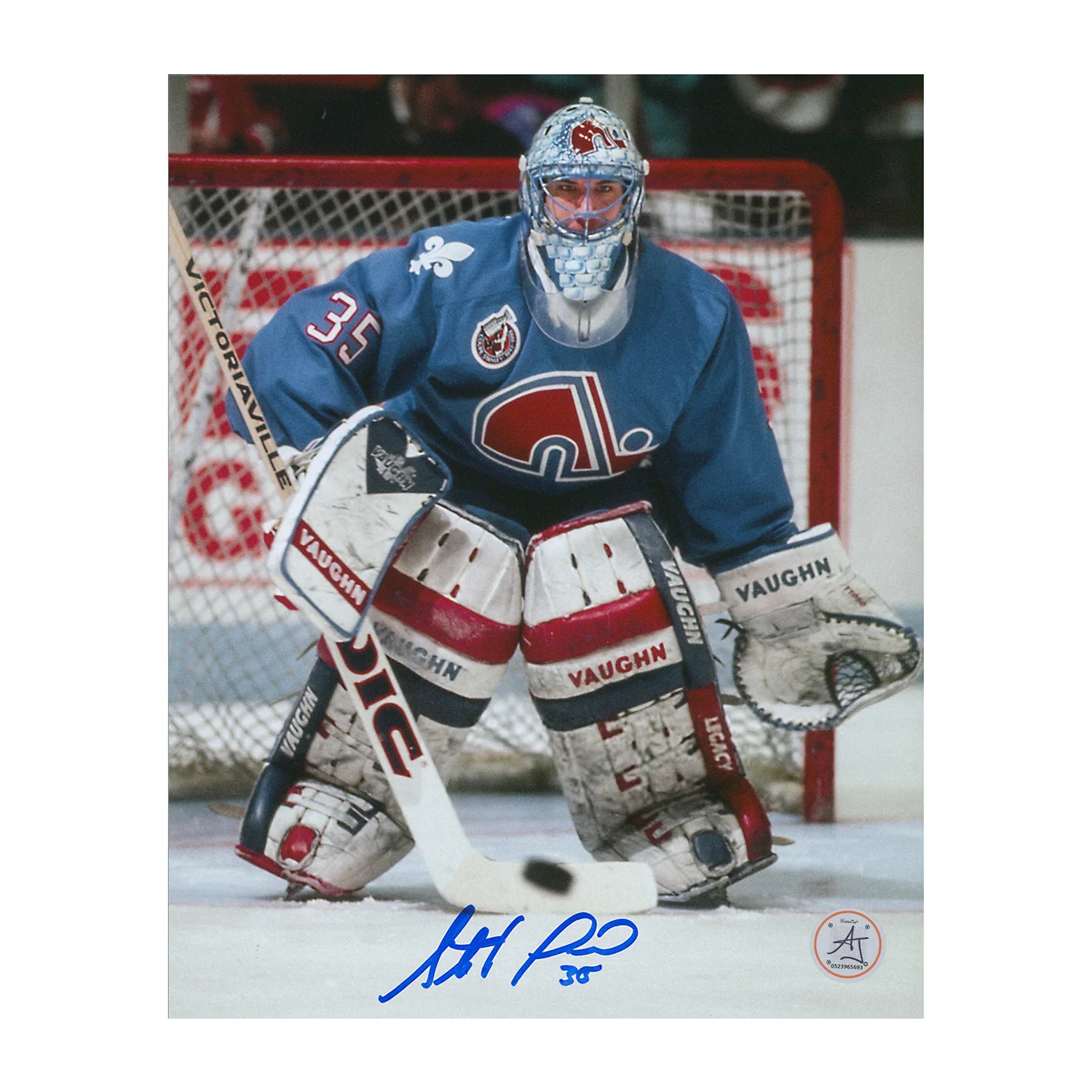 Stephane Fiset Signed Quebec Nordiques Between The Pipes 8x10 Photo