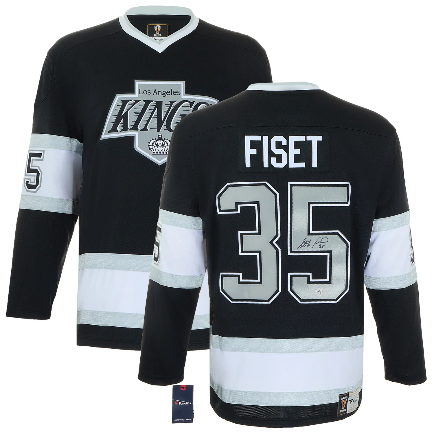 Stephane Fiset Autographed Los Angeles Kings Fanatics Throwback Jersey - Image 3