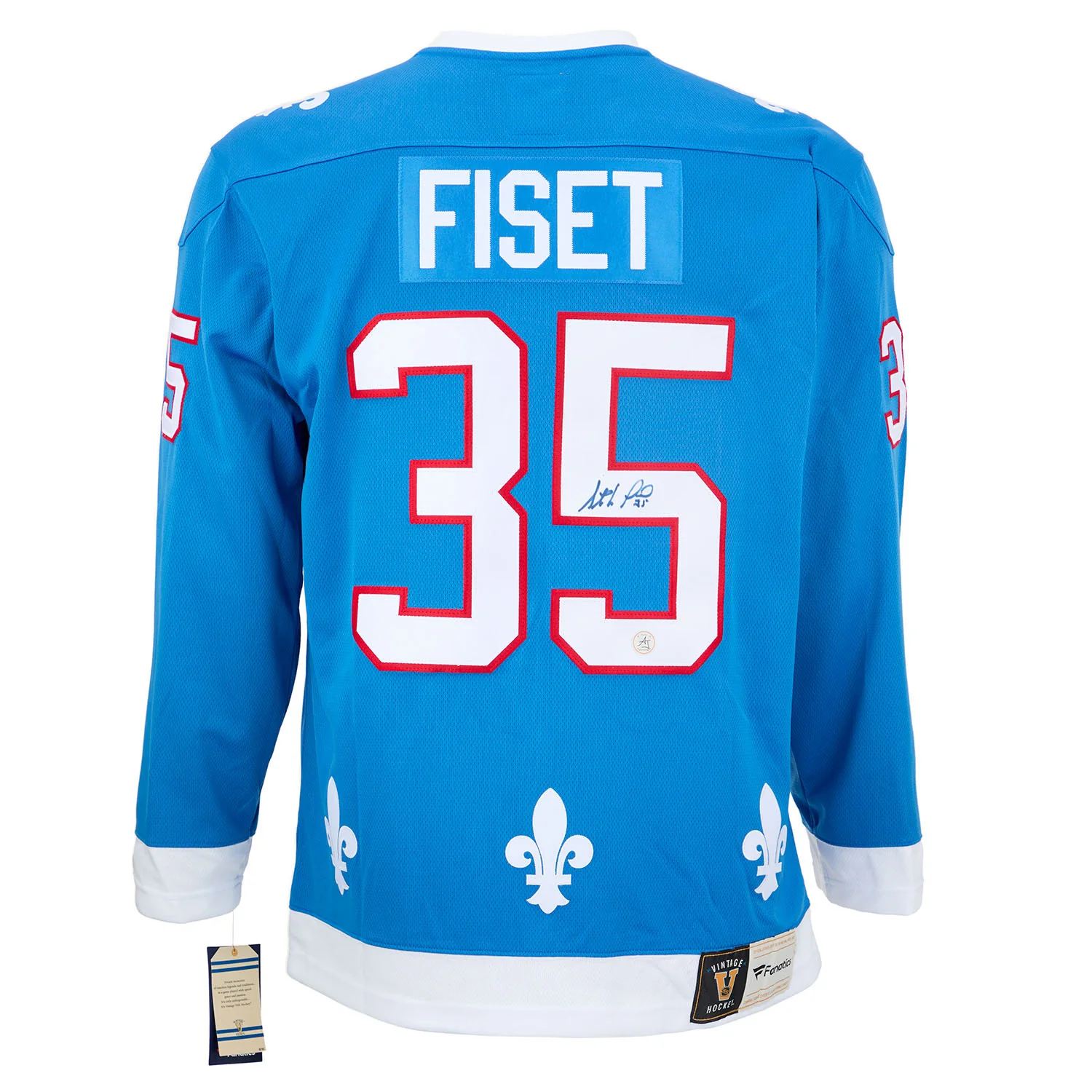 Stephane Fiset Autographed Quebec Nordiques Fanatics Throwback Jersey