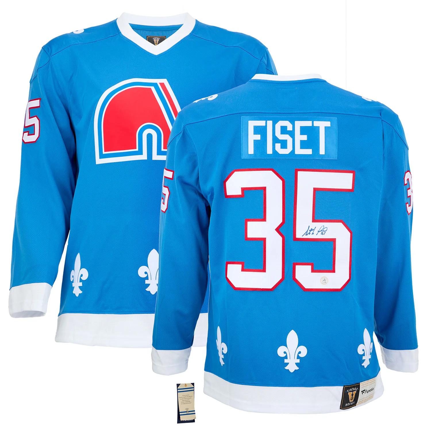 Stephane Fiset Autographed Quebec Nordiques Fanatics Throwback Jersey - Image 3