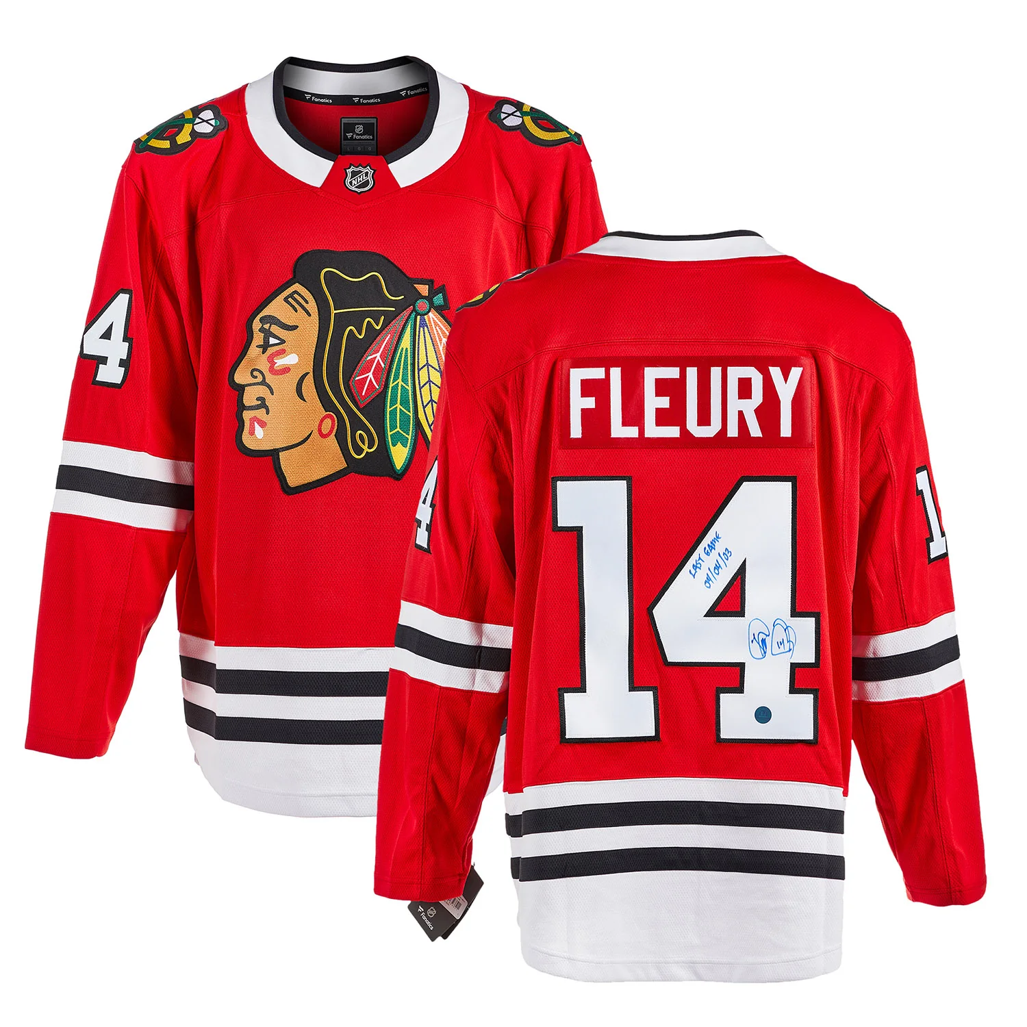Theo Fleury Chicago Blackhawks Signed & Dated Last Game Breakaway Jersey - Image 3