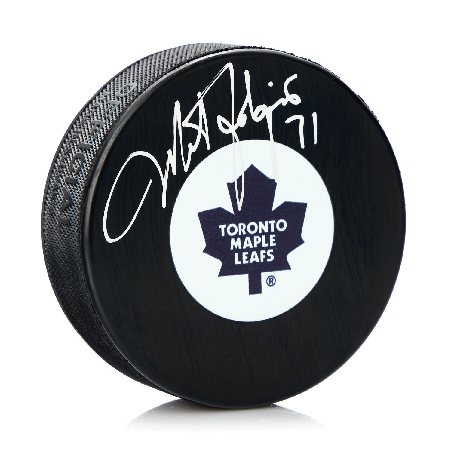 Mike Foligno Signed Toronto Maple Leafs Retro Logo Puck