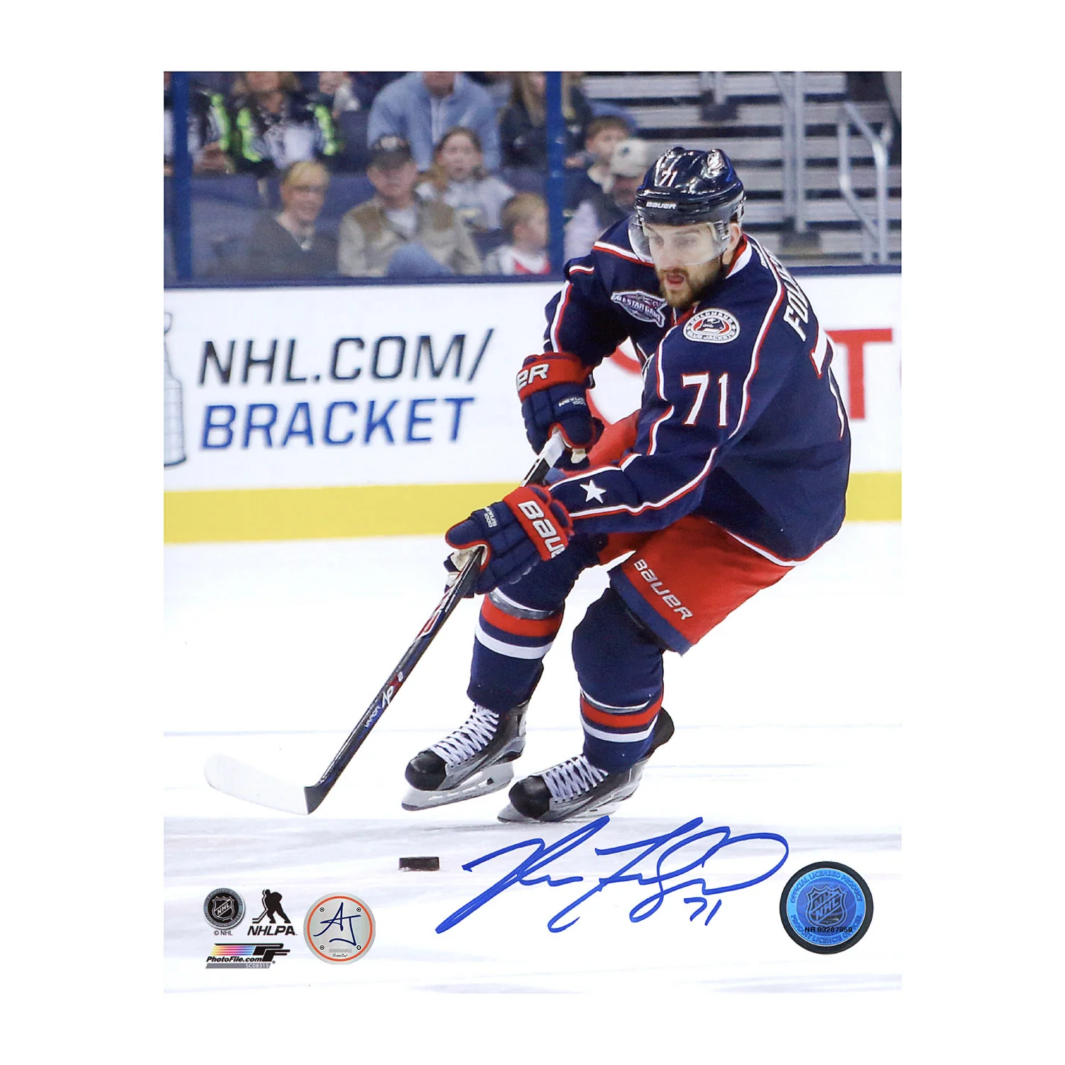 Nick Foligno Autographed Columbus Blue Jackets Game Action 8x10 Photo