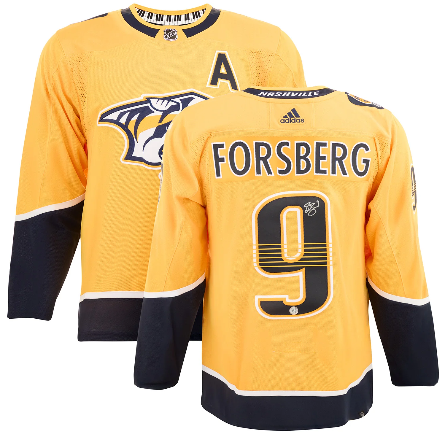 Filip Forsberg Autographed Nashville Predators Yellow adidas Jersey - Image 3