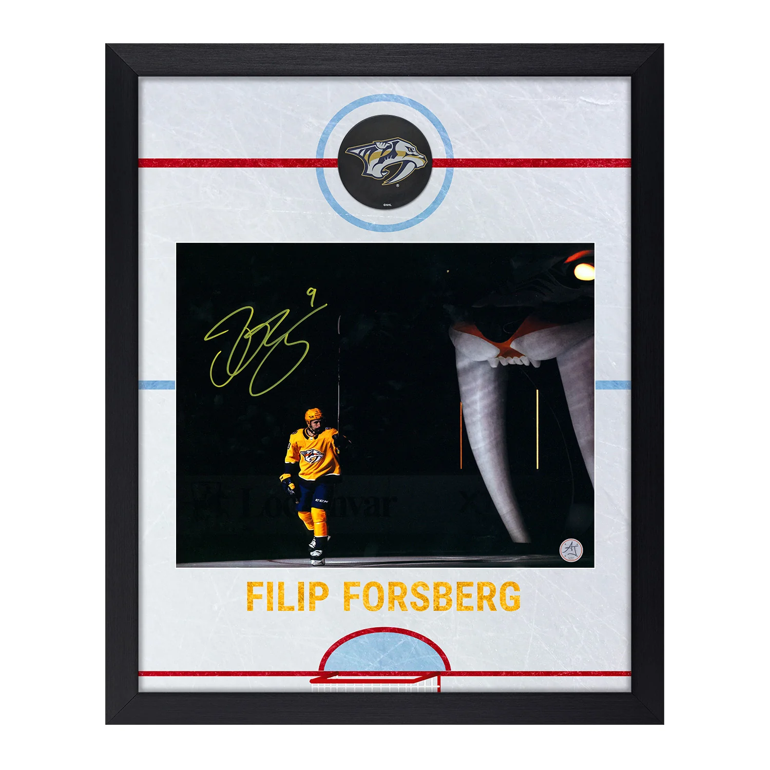 Filip Forsberg Signed Nashville Predators Graphic Rink 19x23 Frame