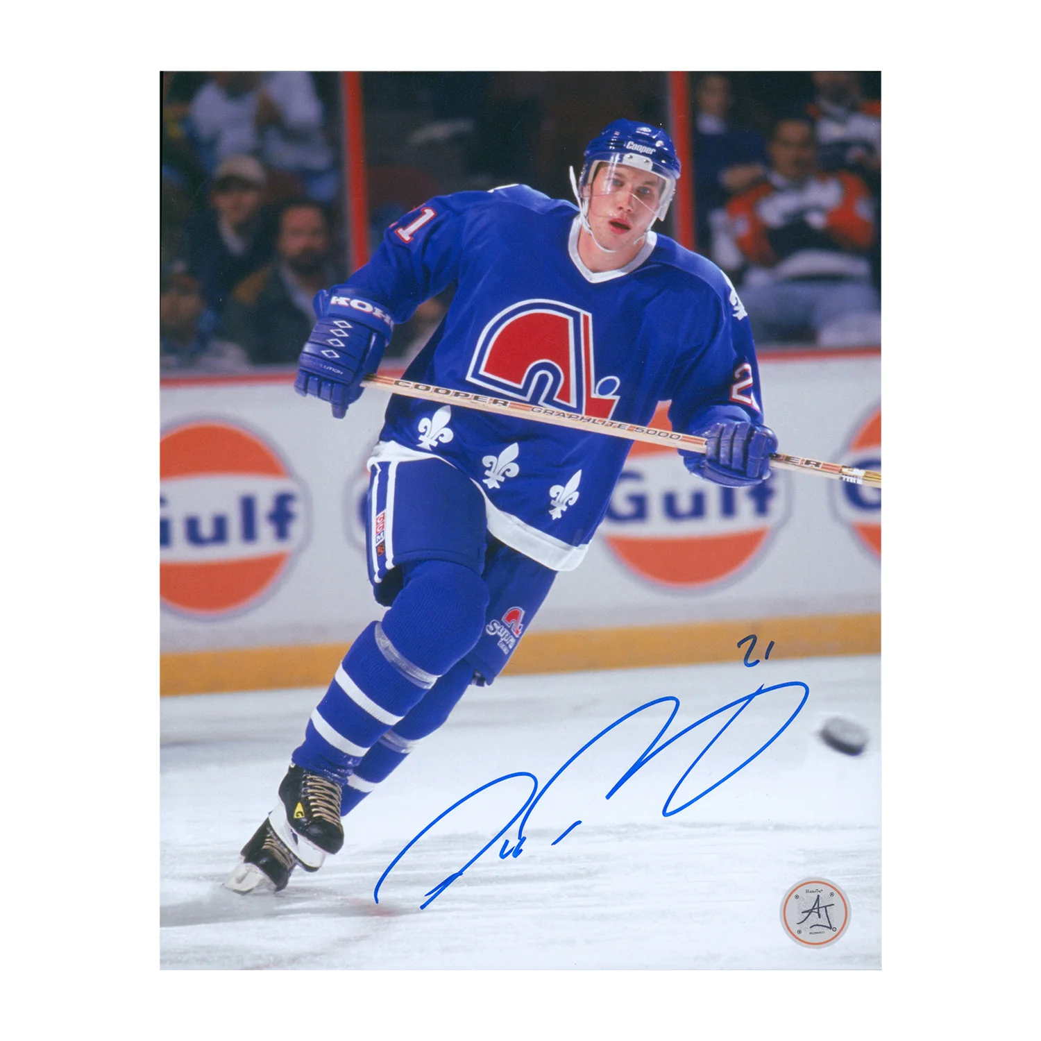 Peter Forsberg Autographed Quebec Nordiques Game Action 8x10 Photo