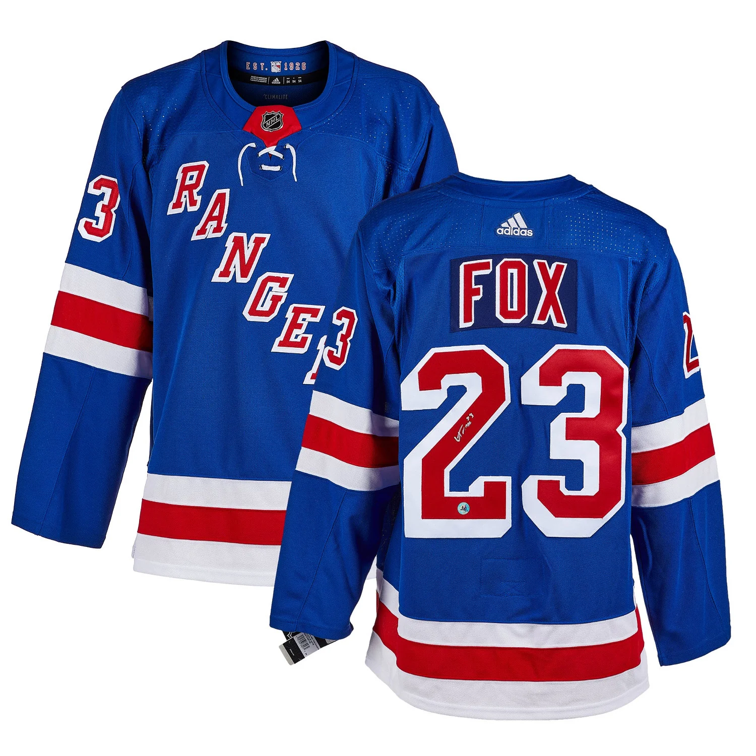 Adam Fox Signed New York Rangers adidas Jersey with 2021 Norris Note - Image 3