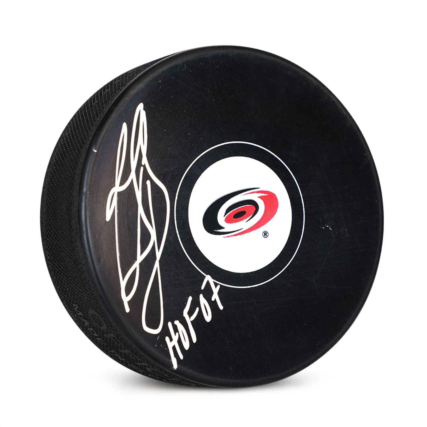 Ron Francis Autographed Carolina Hurricanes Hockey Puck with HOF Note