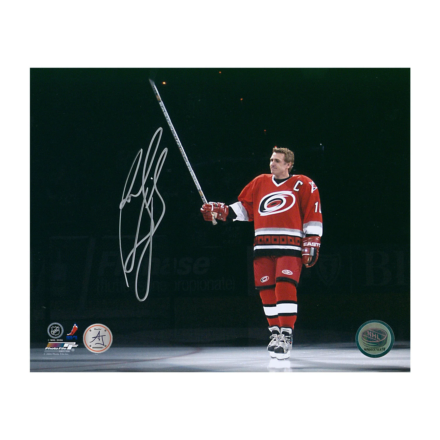 Ron Francis Signed Carolina Hurricanes Banner Retirement 8x10 Photo