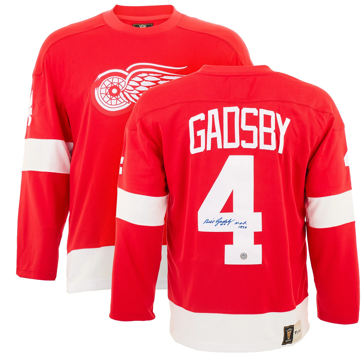 Bill Gadsby Signed Detroit Red Wings Throwback Breakaway Jersey - Image 2