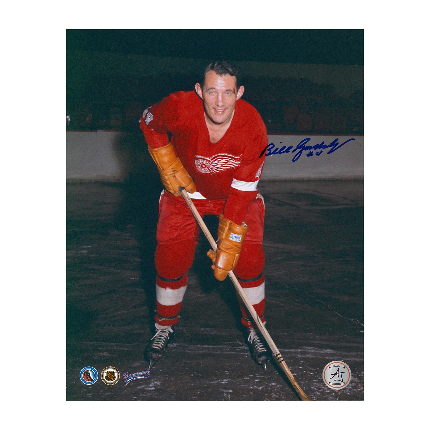Bill Gadsby Autographed Detroit Red Wings Hockey 8x10 Photo