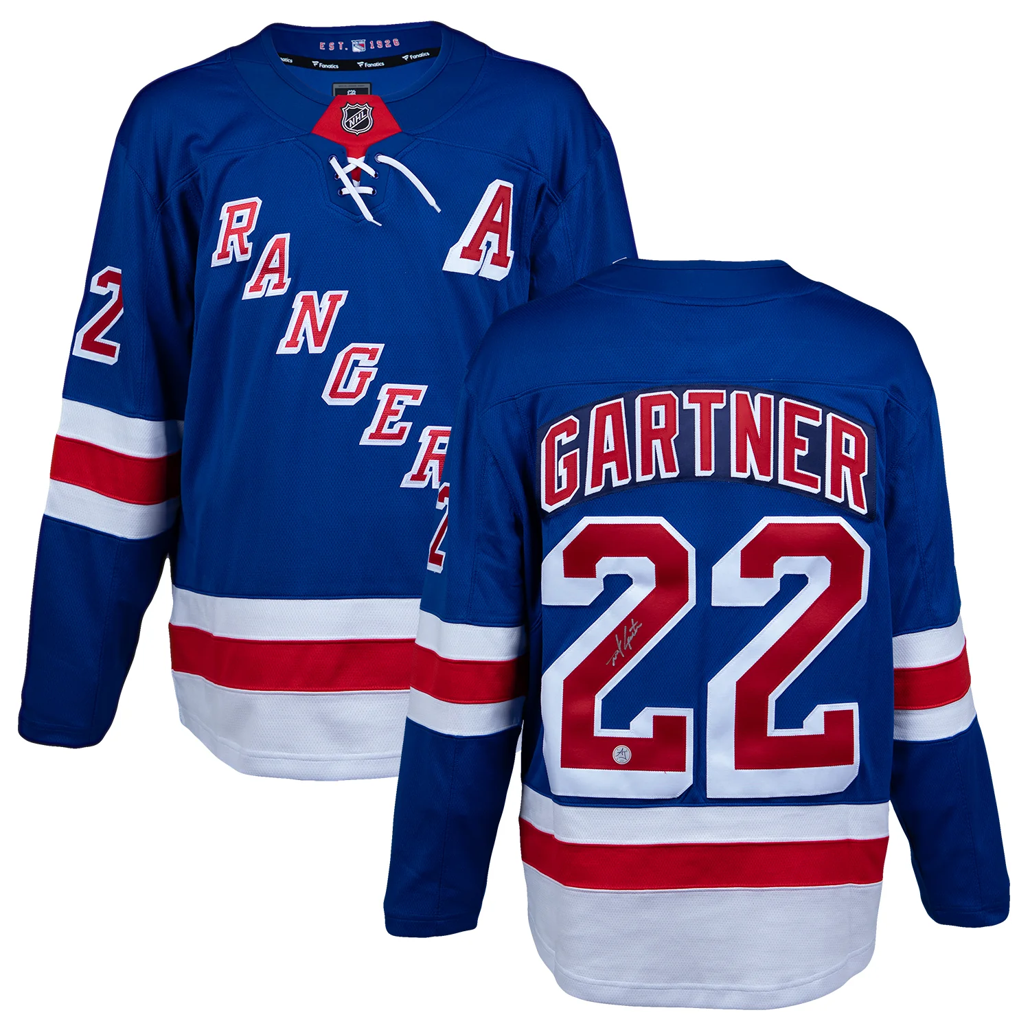 Mike Gartner Autographed New York Rangers Blue Fanatics Breakaway Jersey - Image 3