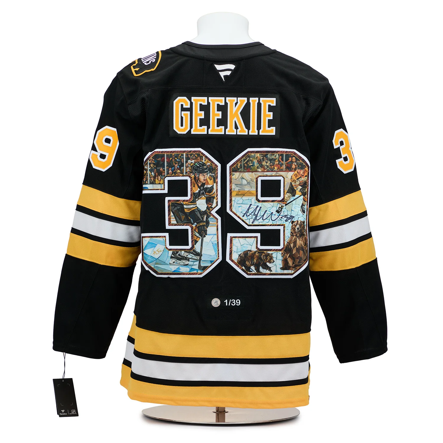 Morgan Geekie Signed Boston Bruins Impressionist Art Jersey #1/39