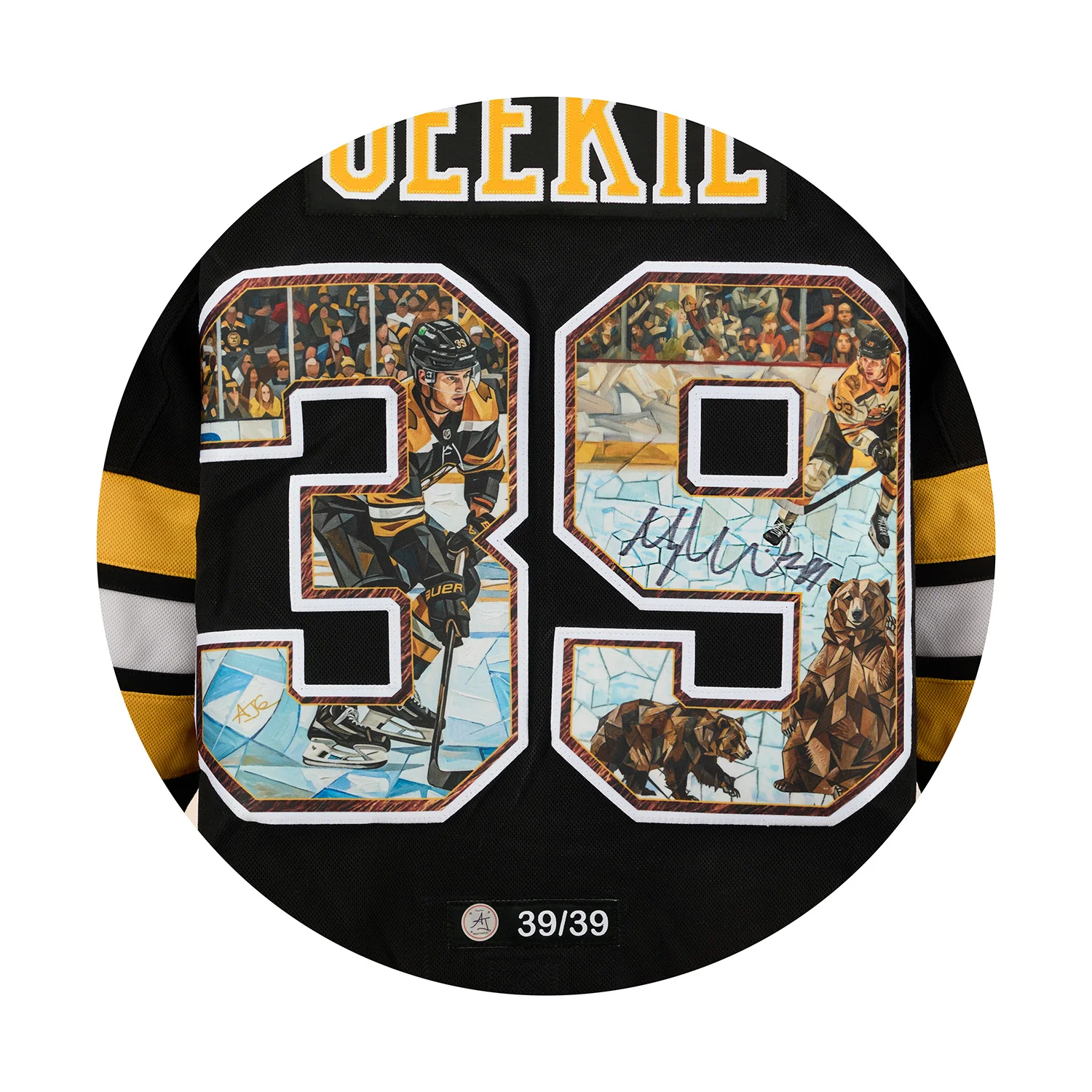 Morgan Geekie Signed Boston Bruins Impressionist Art Jersey #39/39 - Image 3