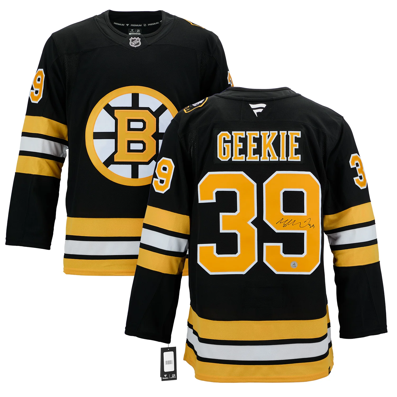 Morgan Geekie Autographed Boston Bruins Fanatics Premium Jersey - Image 3