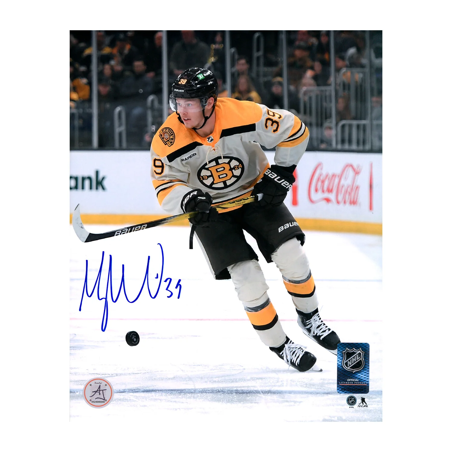 Morgan Geekie Autographed Boston Bruins Centennial Uniform 8x10 Photo