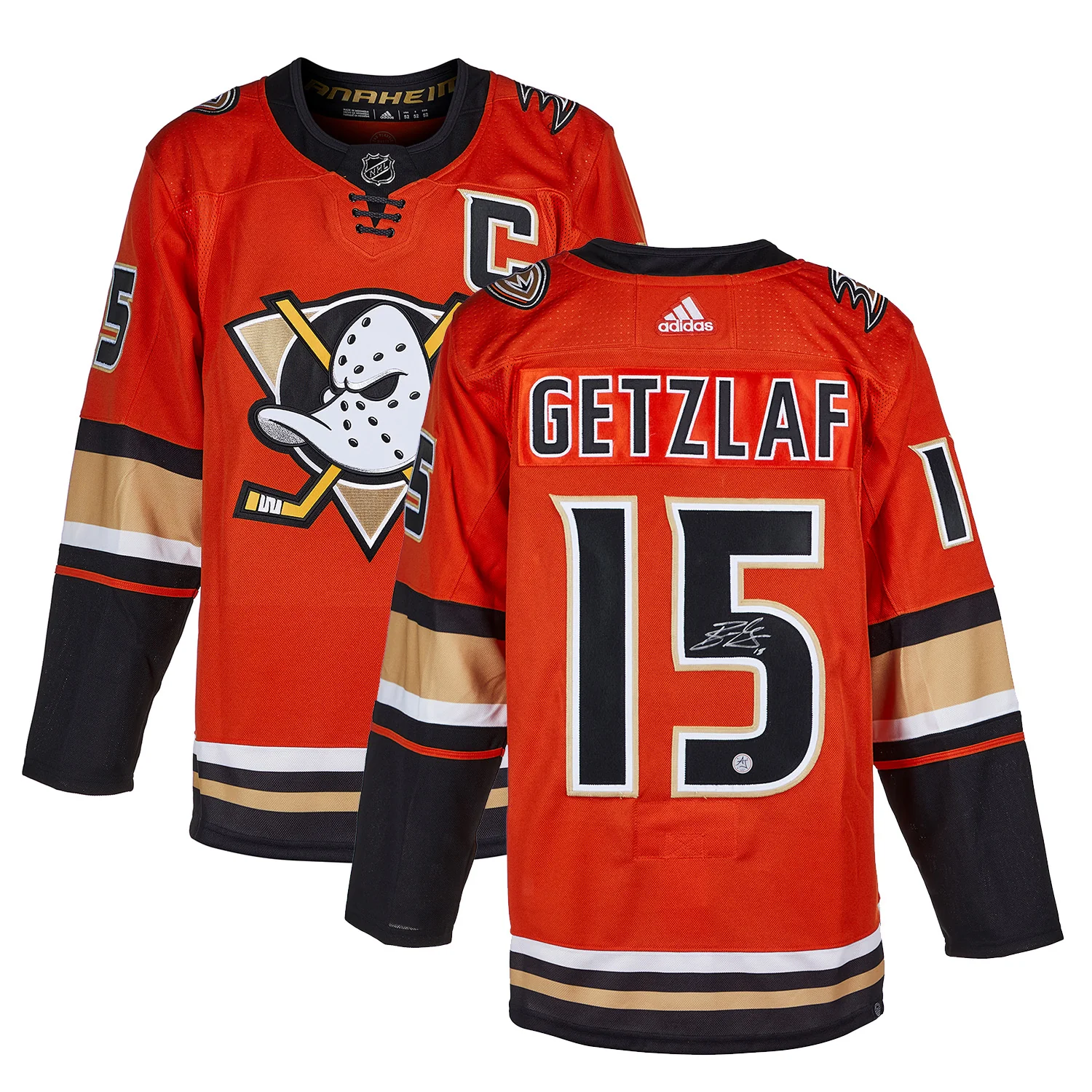 Ryan Getzlaf Signed Anaheim Ducks Orange Retro Third adidas Jersey - Image 3