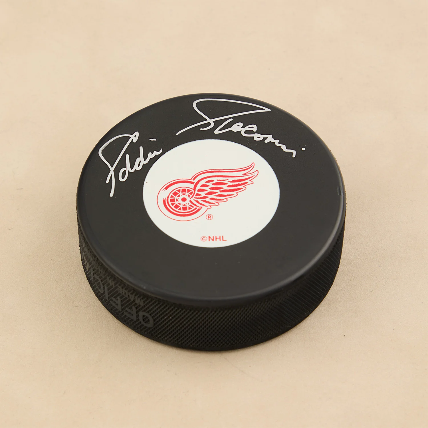 Eddie Giacomin Autographed Detroit Red Wings Hockey Puck