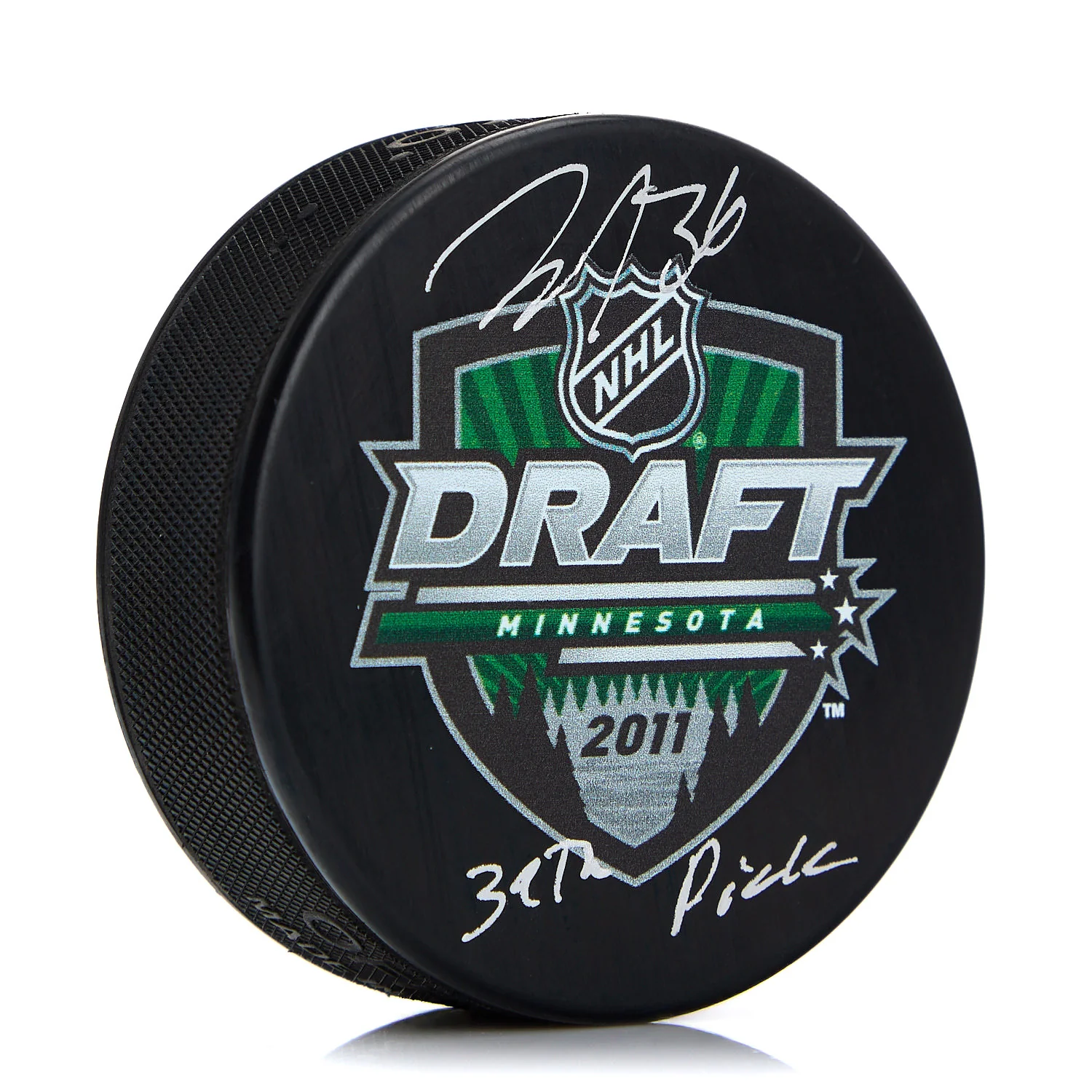 John Gibson Signed 2011 NHL Entry Draft Puck with 39th Pick Note