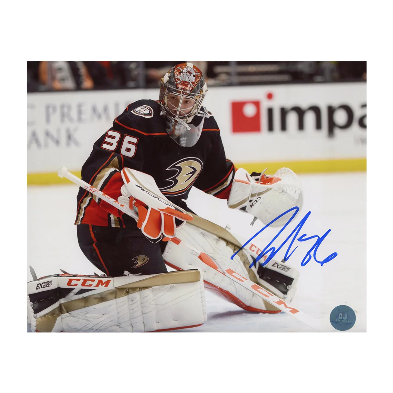John Gibson Autographed Anaheim Ducks Goalie 8x10 Photo
