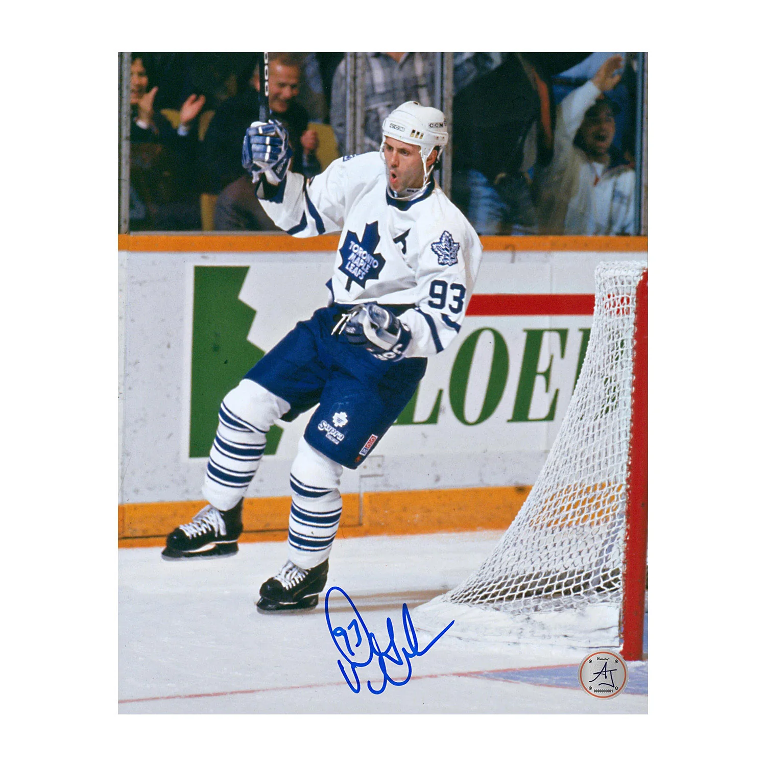 Doug Gilmour Autographed Toronto Maple Leafs Goal Celebration 8x10 Photo