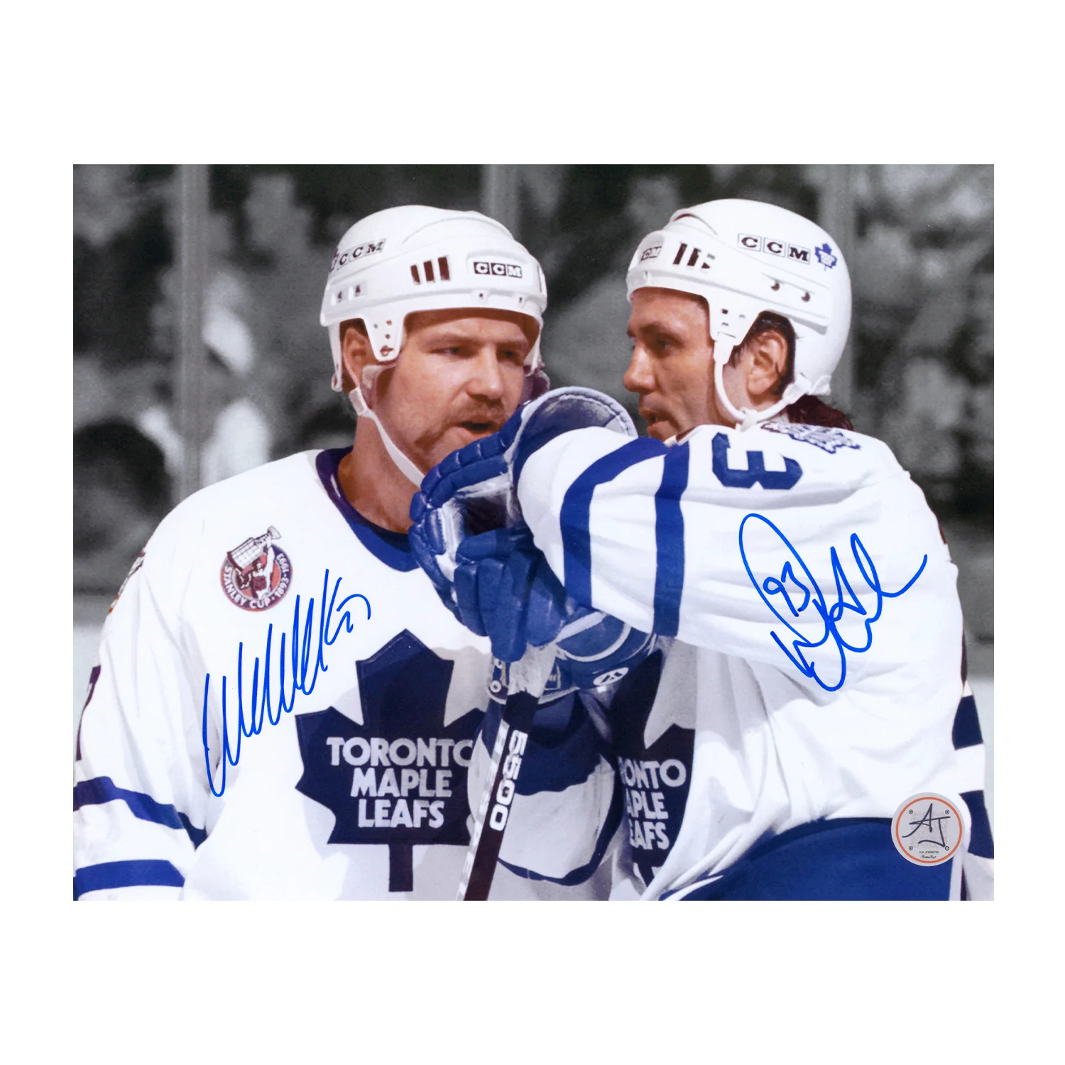 Doug Gilmour & Wendel Clark Dual Signed Toronto Maple Leafs 8x10 Photo