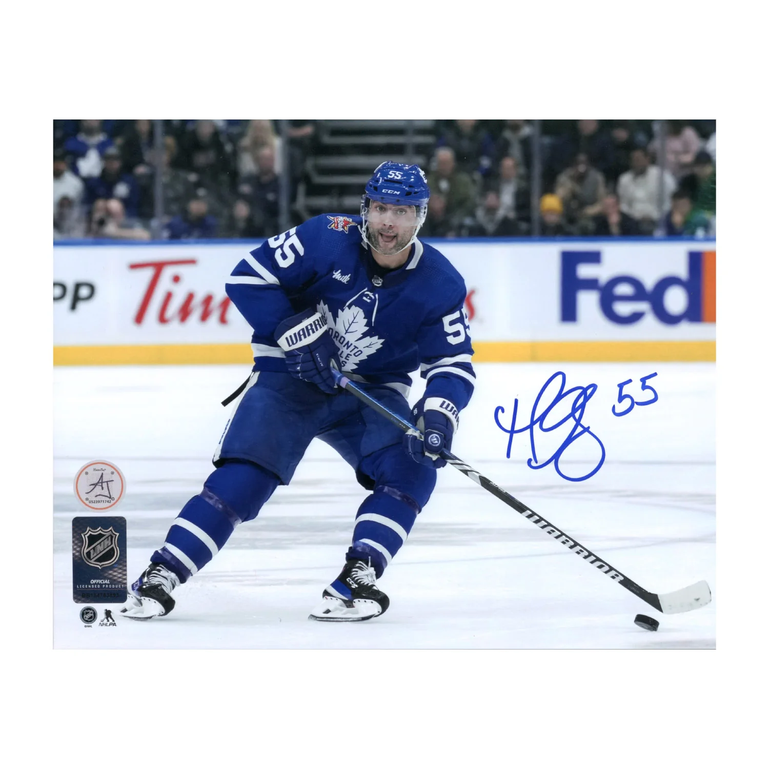 Mark Giordano Autographed Toronto Maple Leafs Puck Rush 8x10 Photo