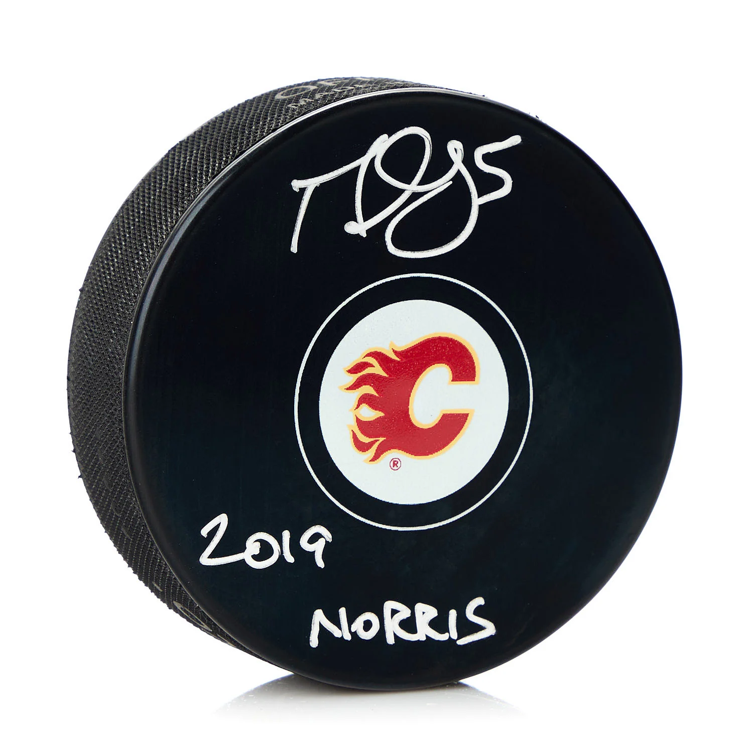 Mark Giordano Signed Calgary Flames Hockey Puck with 2019 Norris Note
