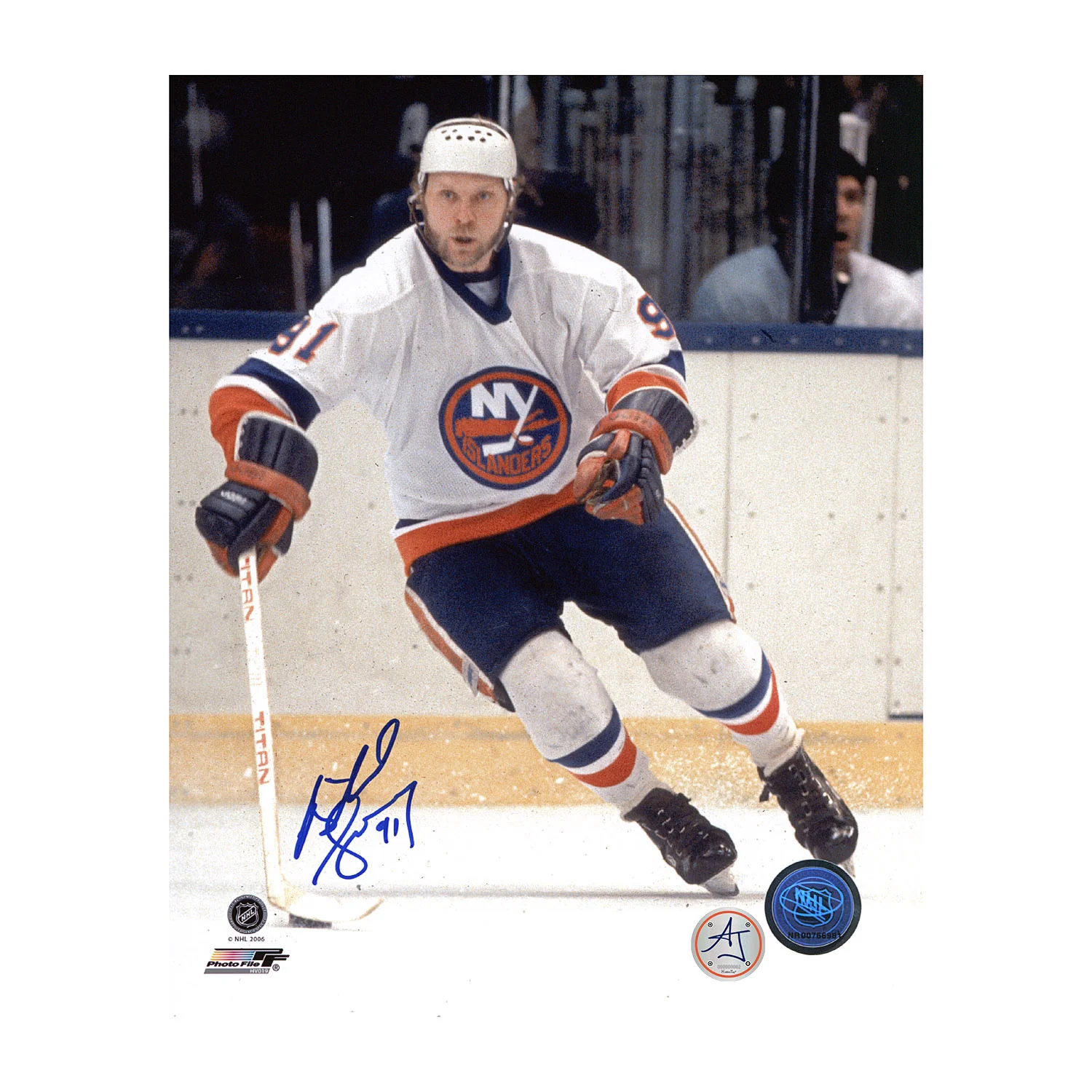 Butch Goring Autographed New York Islanders Game Action 8x10 Photo