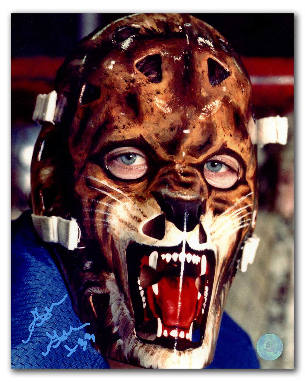 Gilles Gratton Autographed New York Rangers Mask Close-Up 8x10 Photo